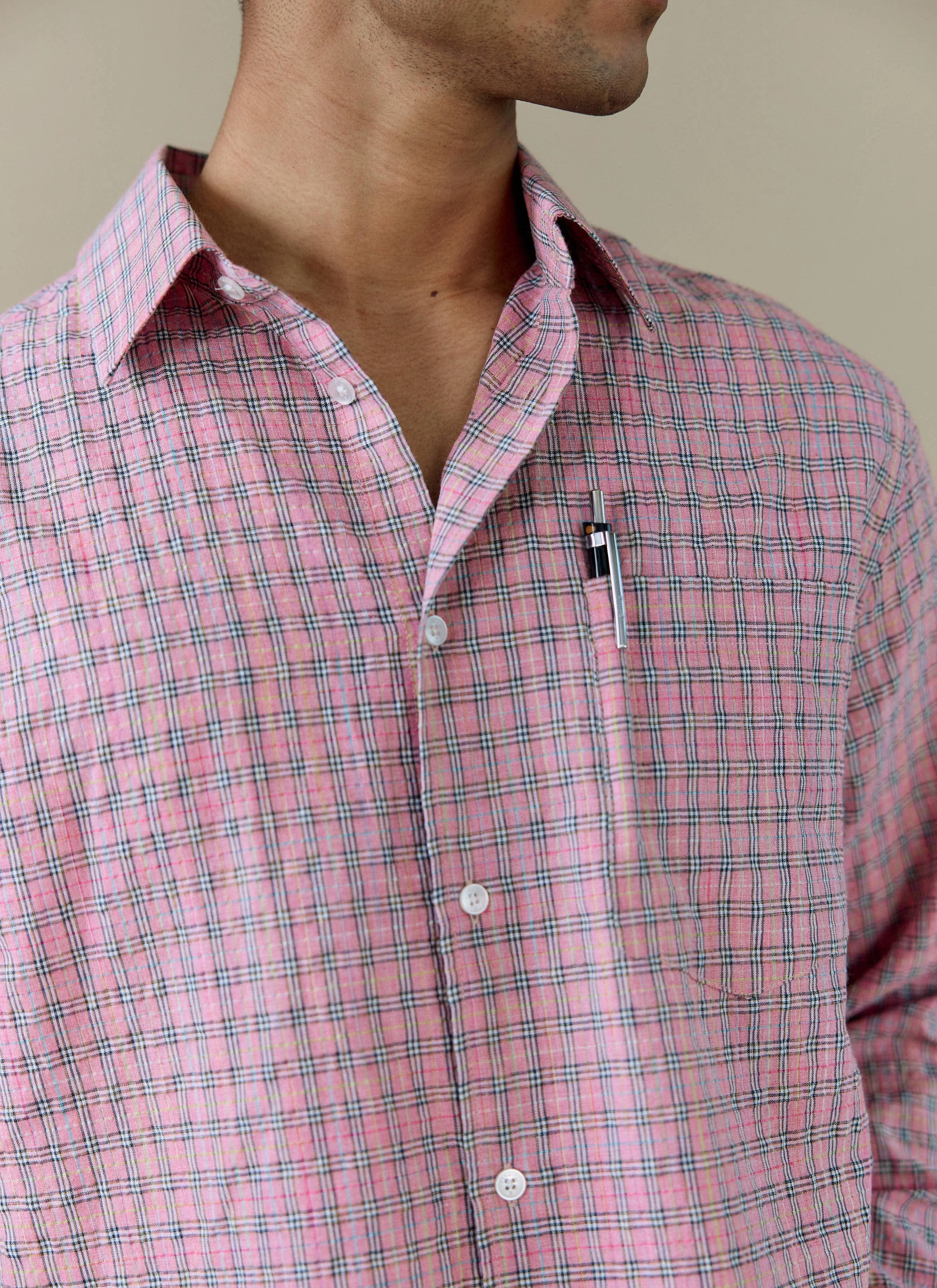 Hinsley Checked Boxy Shirt | Cotton | Pink - Image 5