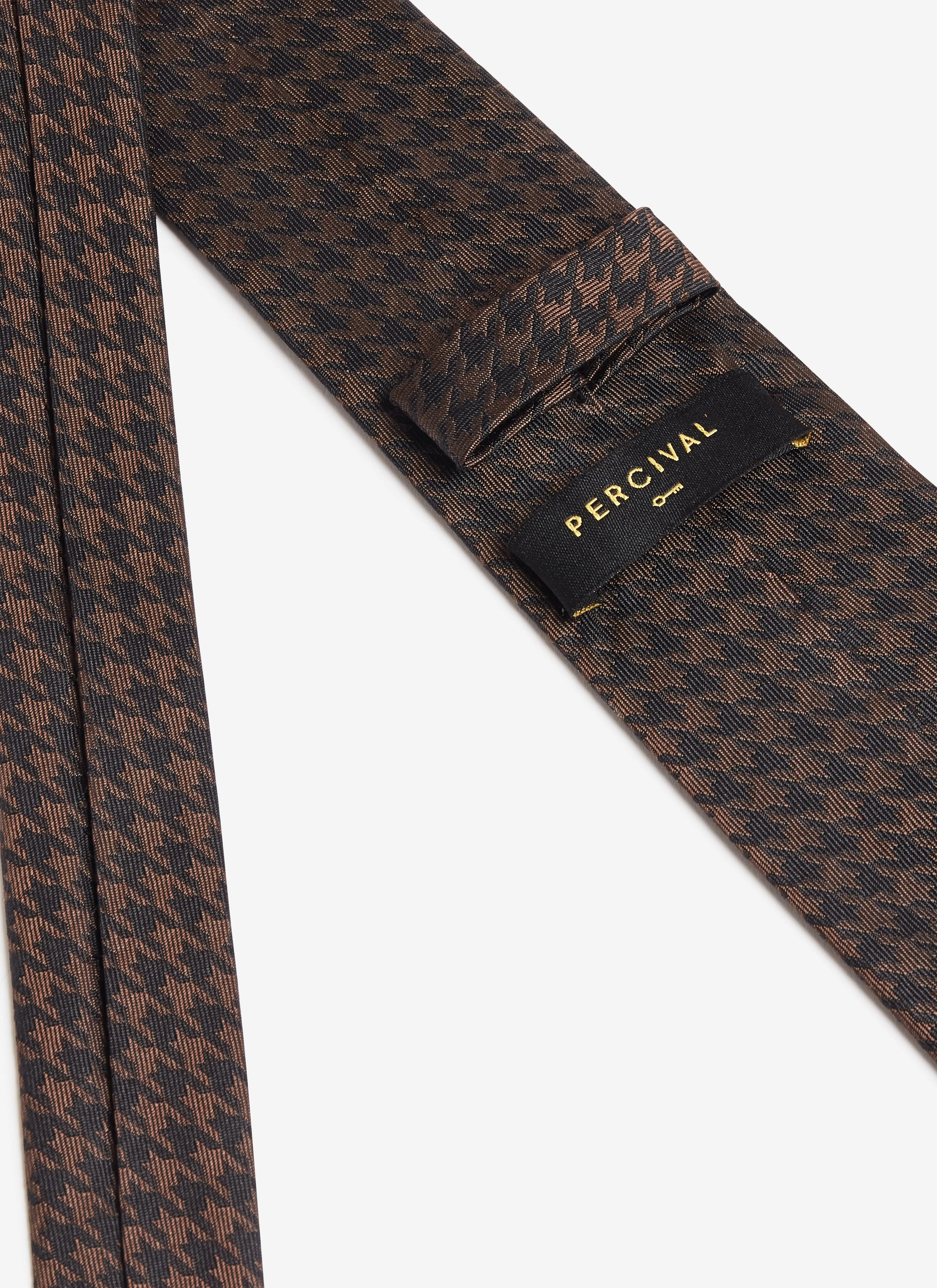 Houndstooth Jacquard Silk Tie | Brighton & Hove Albion F.C. x Percival | Brown - Image 5