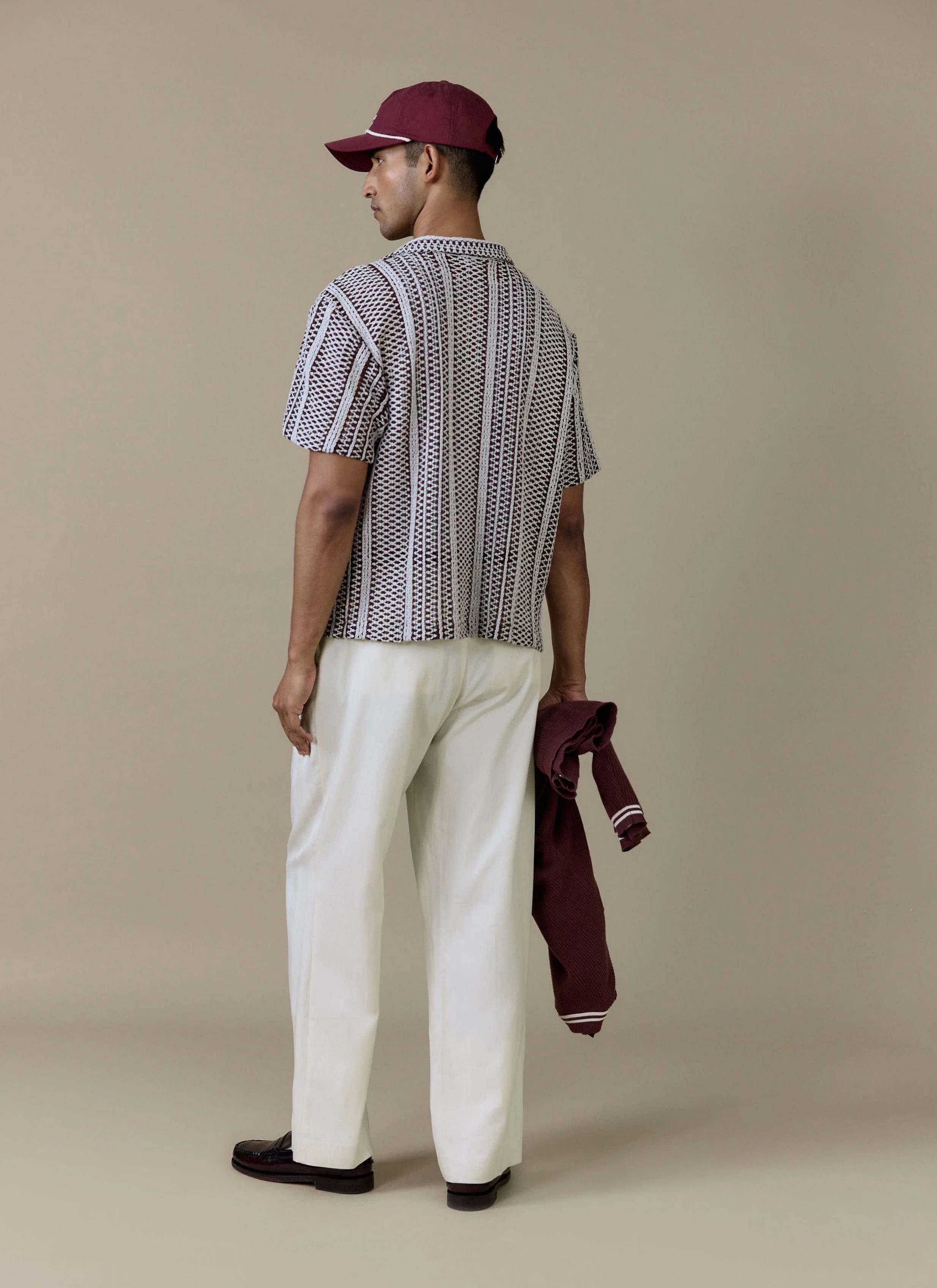 Hugh Crochet Boxy Shirt | Cotton Blend | Brown - Image 3