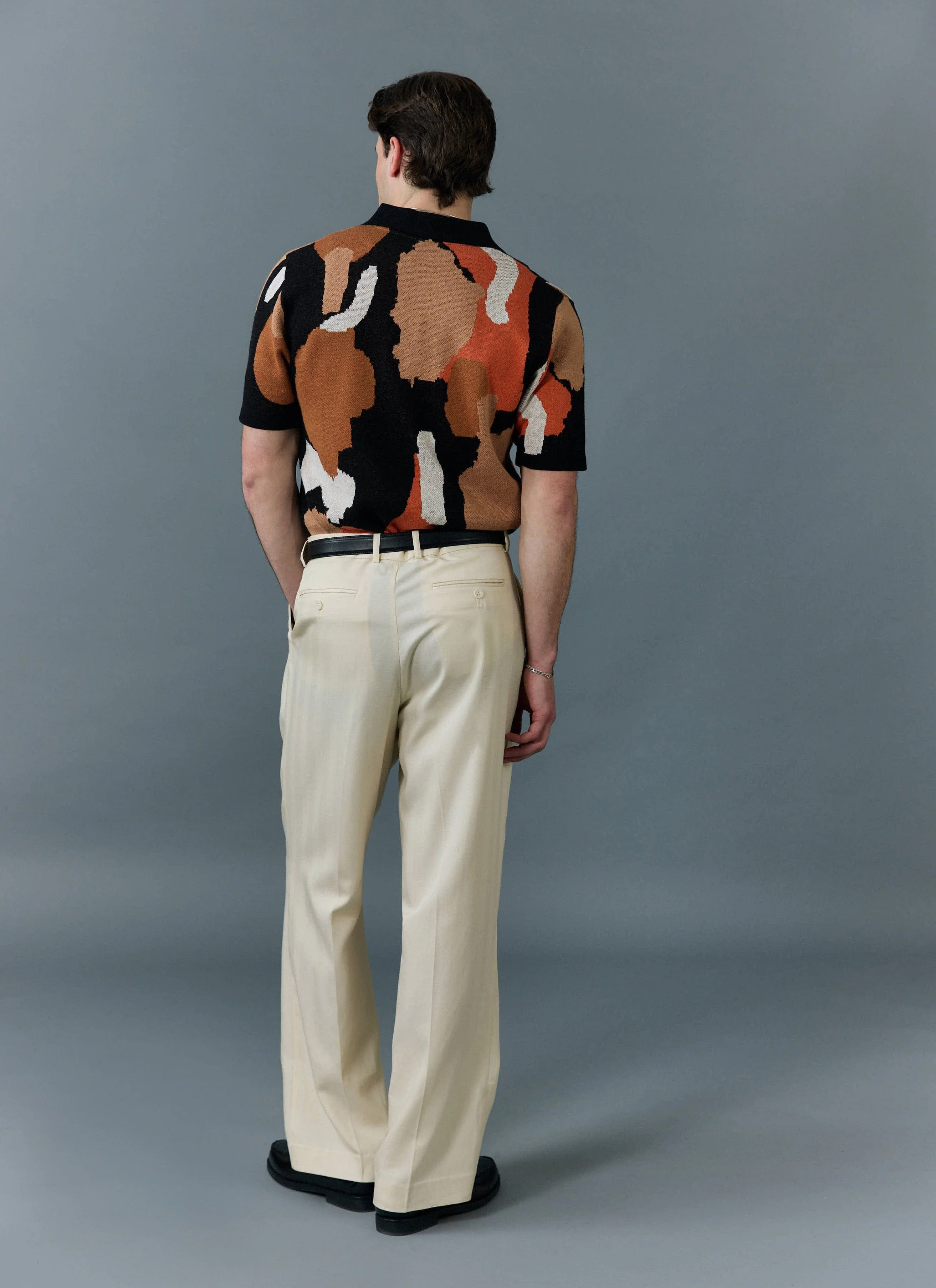Impressionist Jacquard Shirt | Knitted Cotton | Black - Image 3