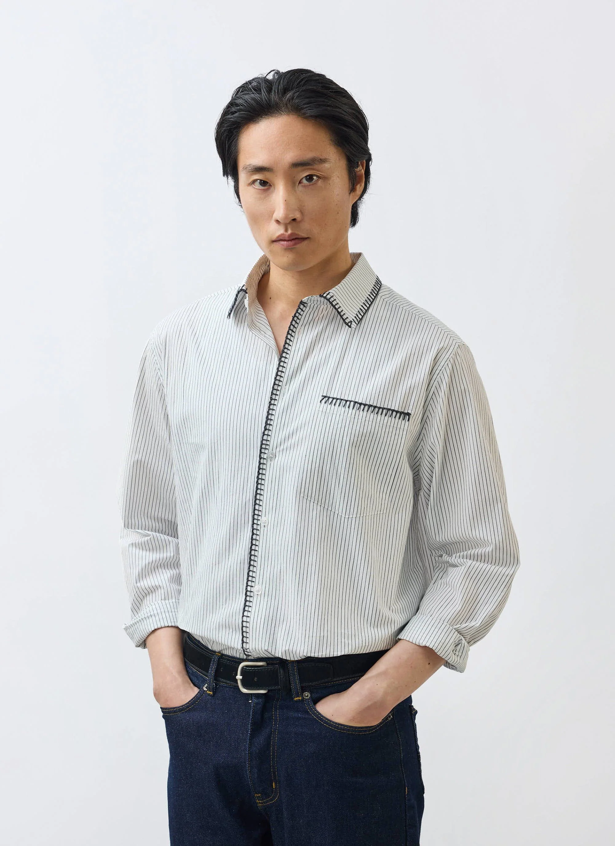 Index Stripe Pearce Shirt | Cotton | Cream - Image 3