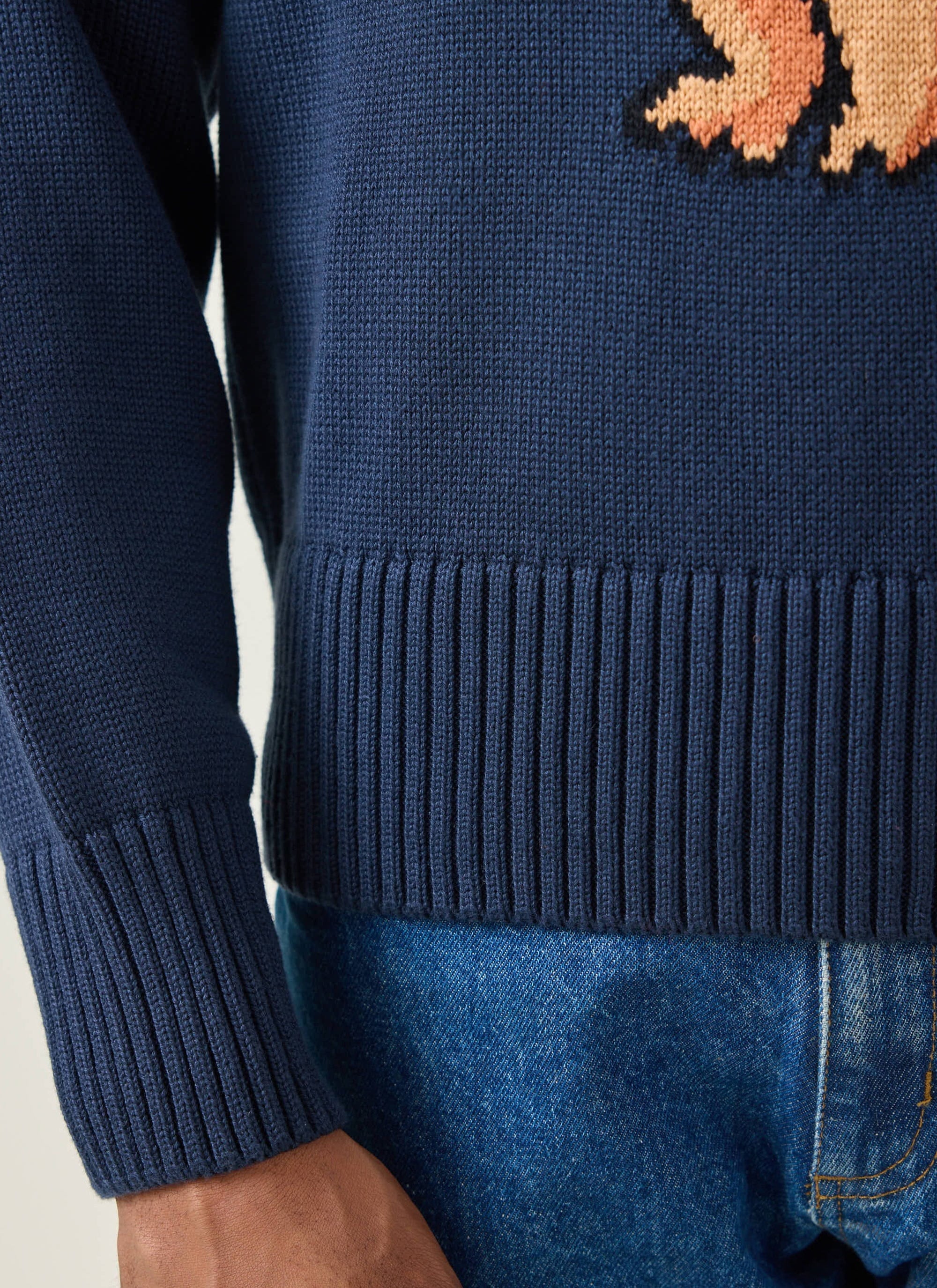 Jacquard Bear Crew Neck | Champion x Percival | Navy - Image 3