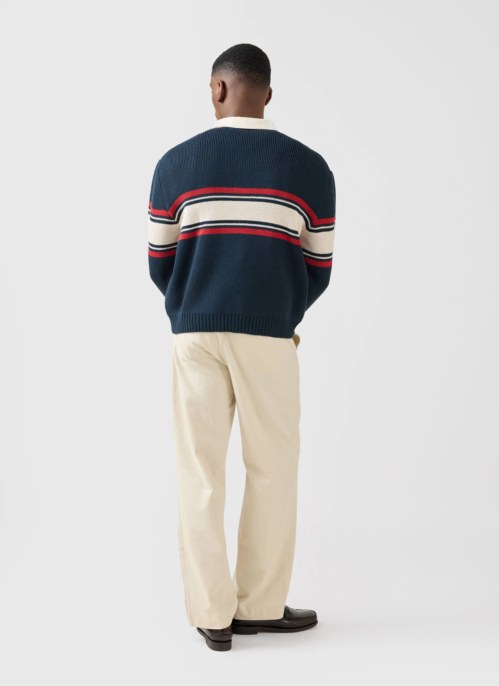 Jacquard Knitted Rugby Polo Shirt | Champion x Percival | Navy - Image 8
