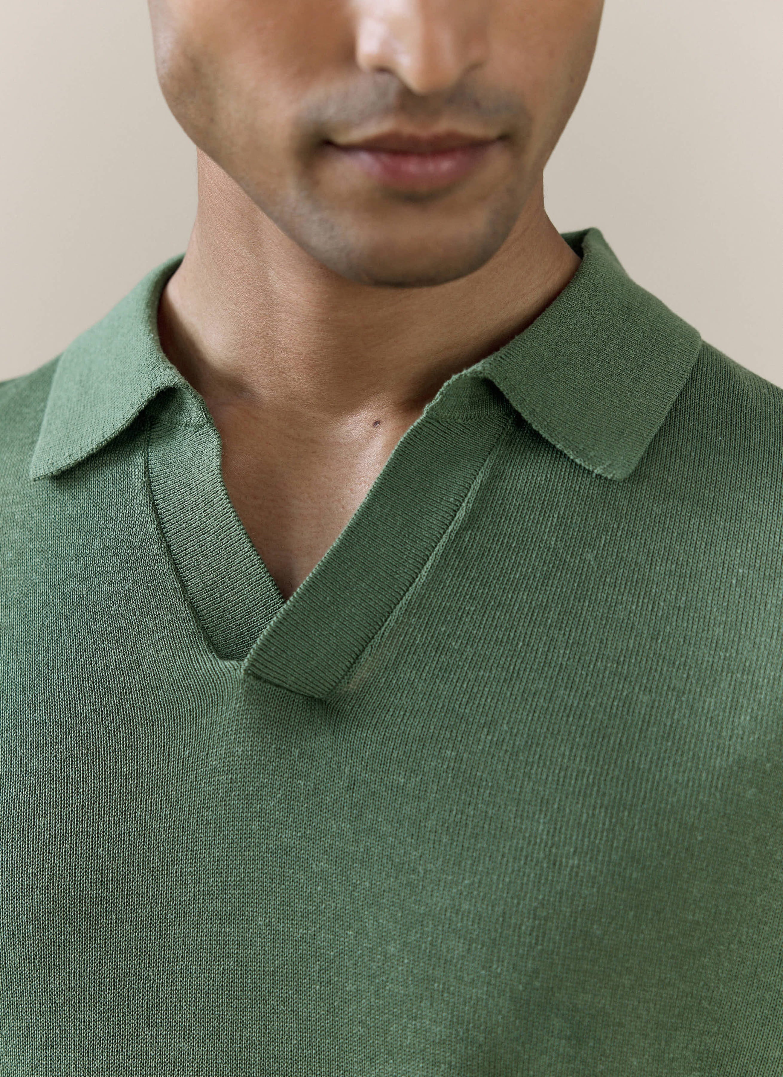 Laurence Knitted Polo | Linen Lyocell Blend | Forest - Image 4