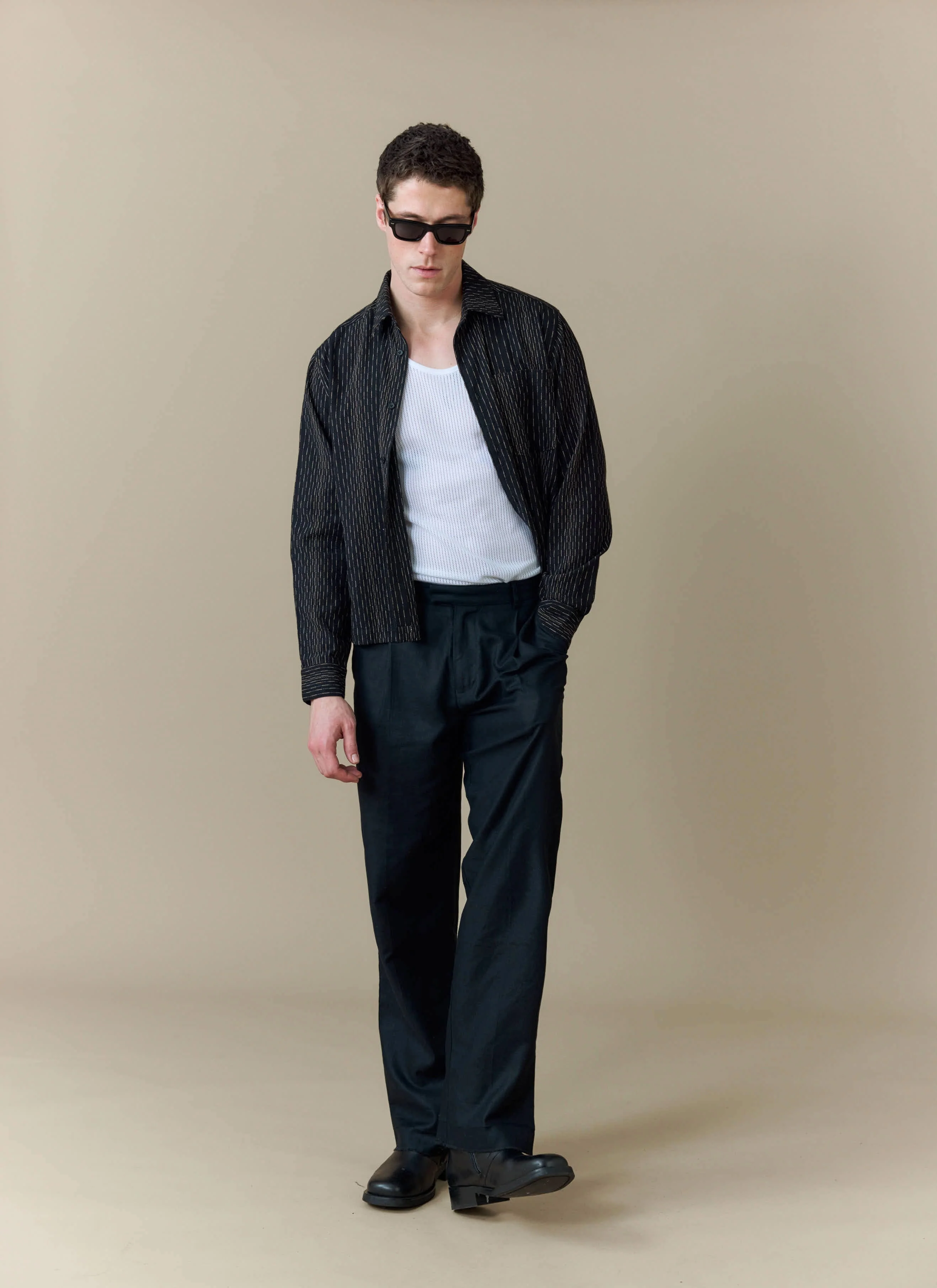 Leland Cuban Boxy Shirt | Cotton | Black - Image 7
