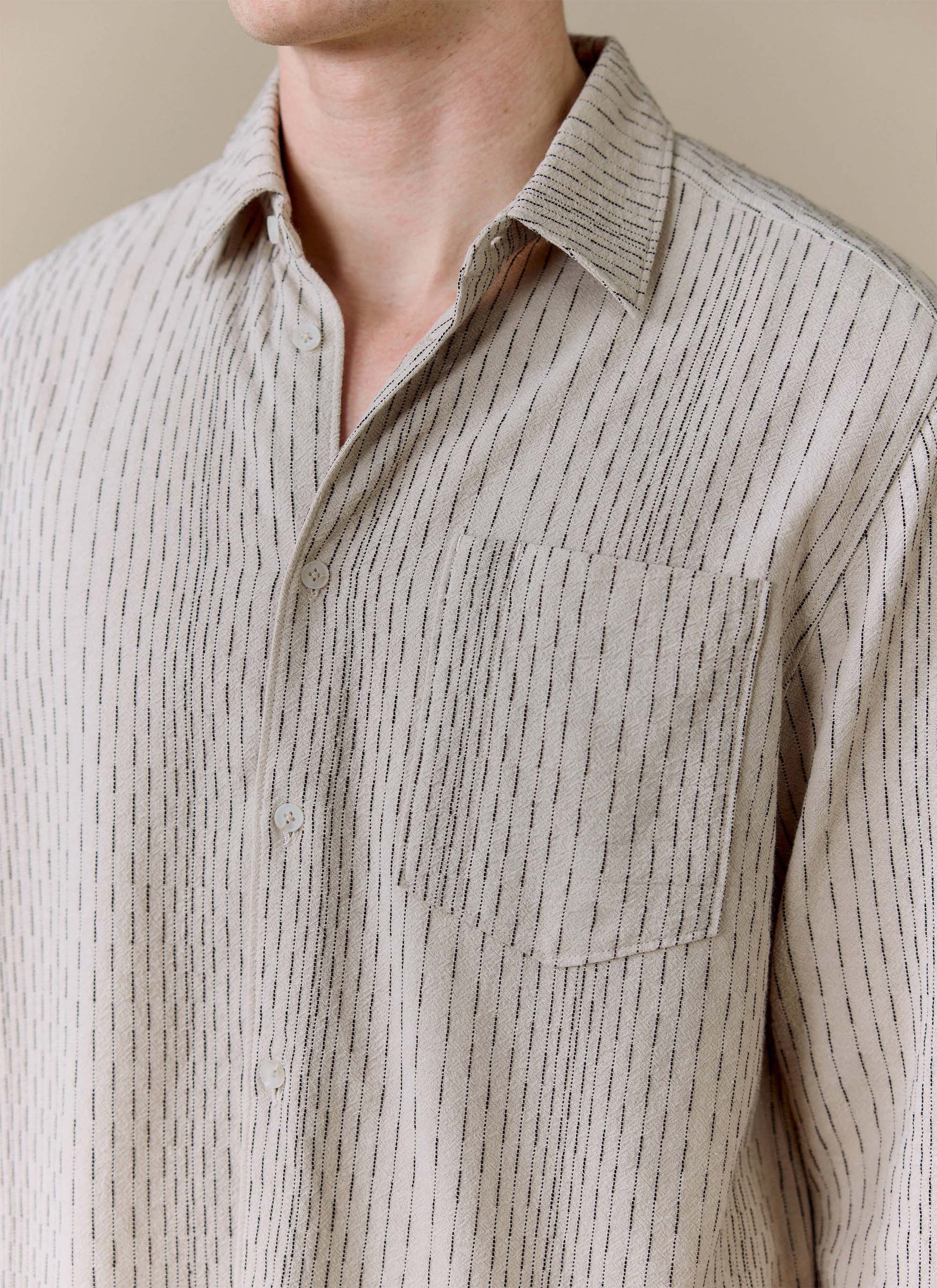 Leland Cuban Boxy Shirt | Cotton | Cream - Image 5