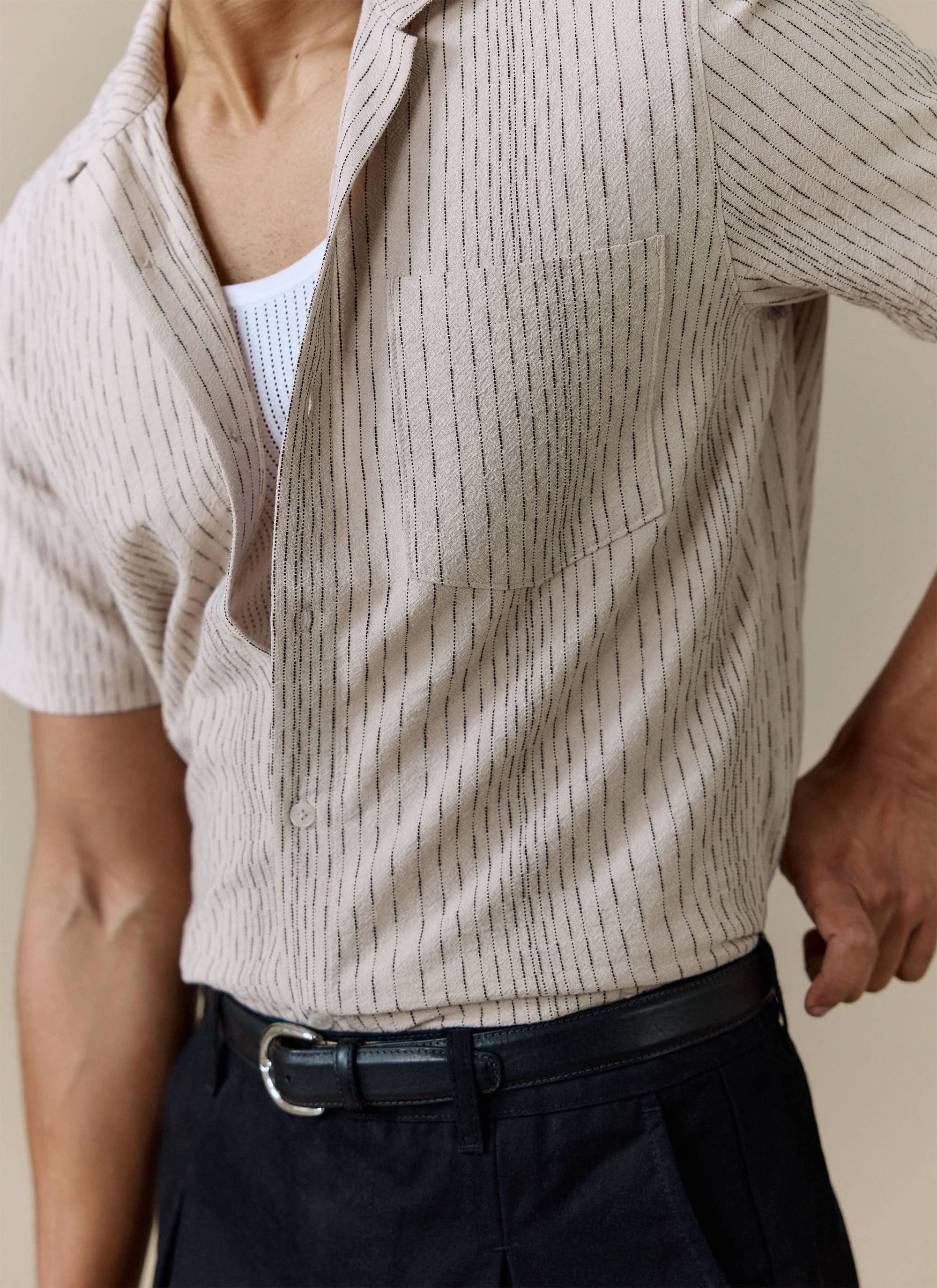 Leland Cuban Shirt | Cotton | Cream - Image 4