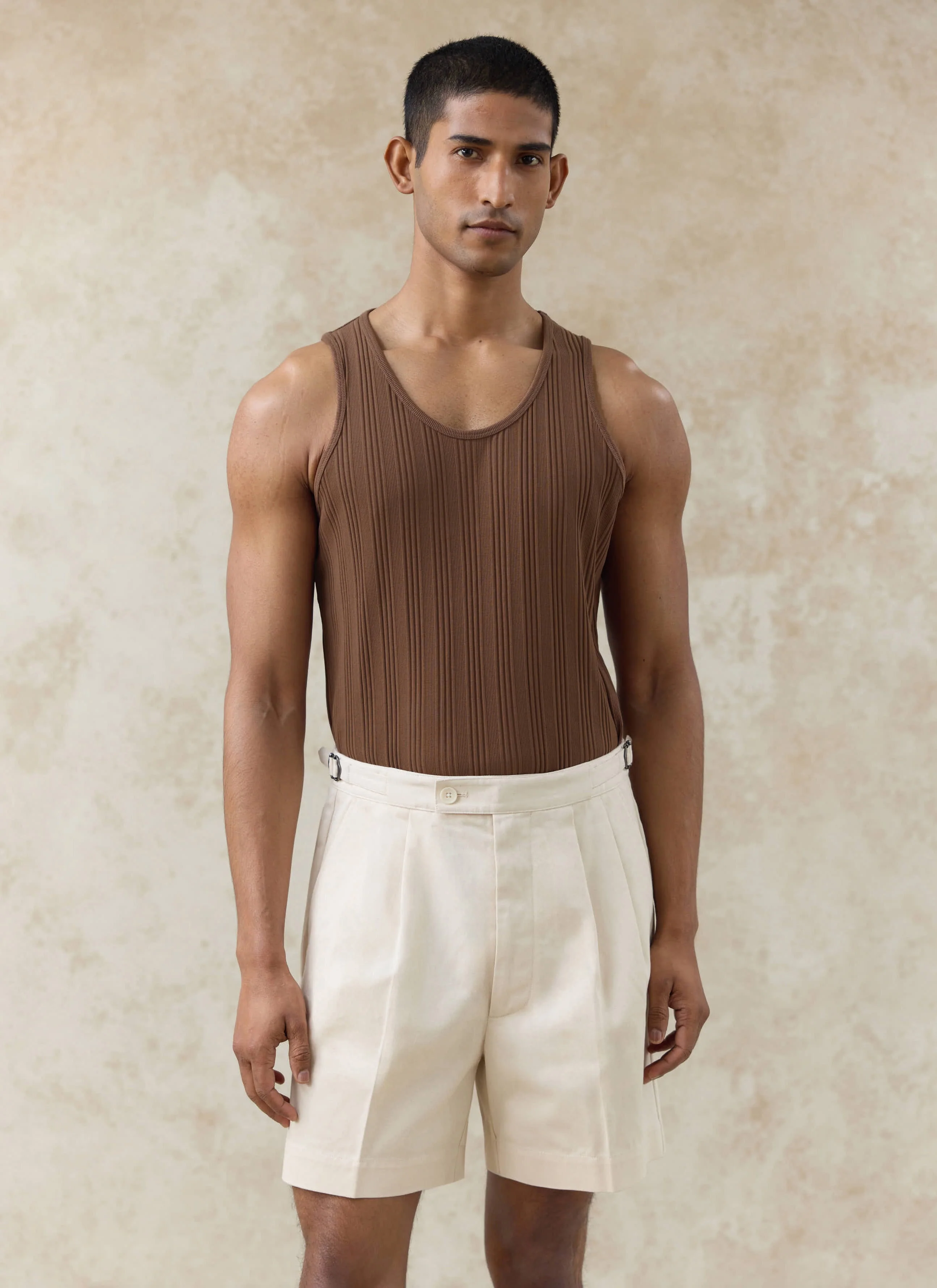 Leon Ribbed Vest | Cotton | Brown - Image 3