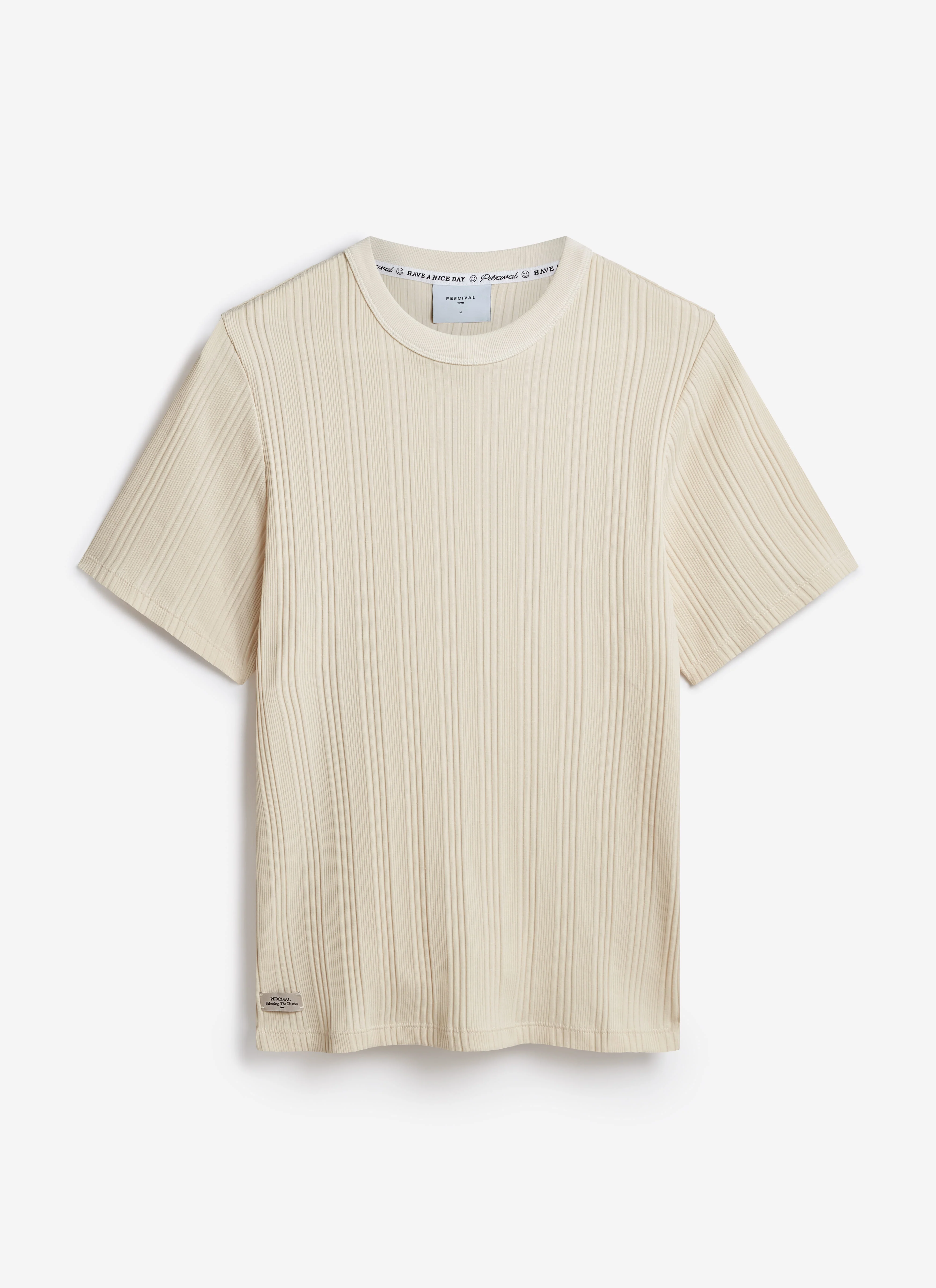 Leon Slim Ribbed T Shirt | Cotton | Cream - Image 7