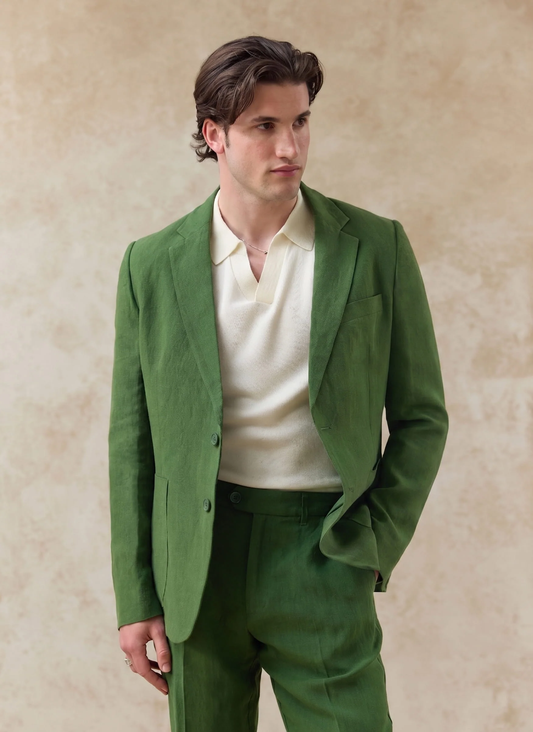 Tailored Linen Blazer | Suit Jacket | Forest - Image 3