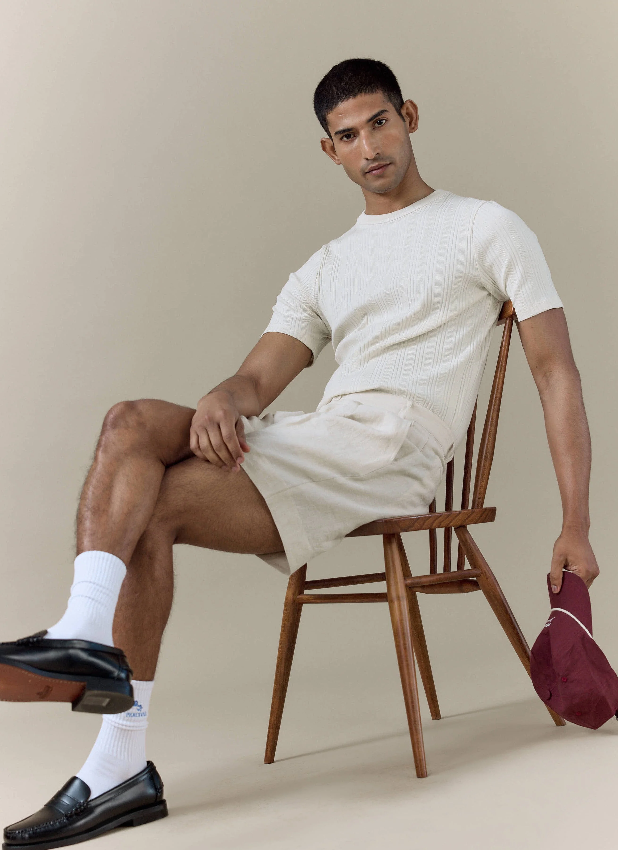 Pleated Tailored Shorts | Linen | Cream - Image 6