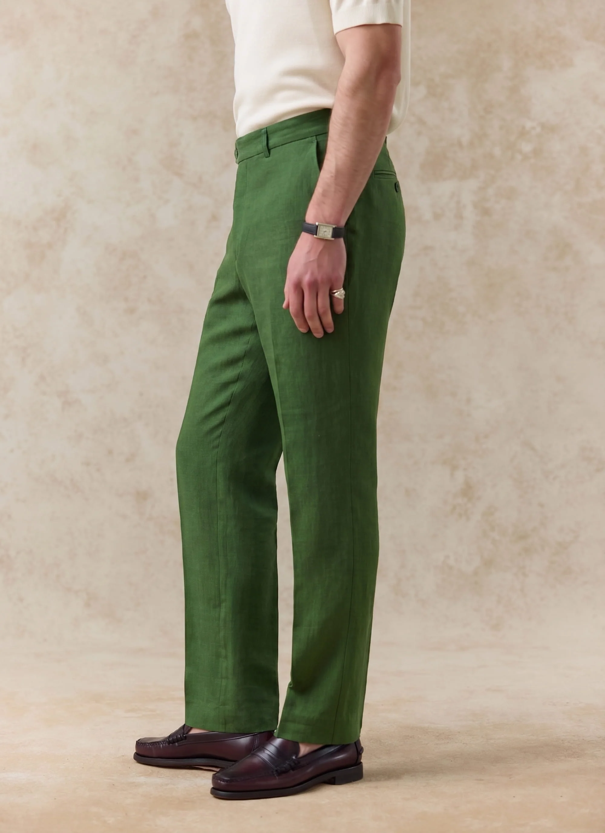 Tailored Linen Trousers | Forest - Image 4