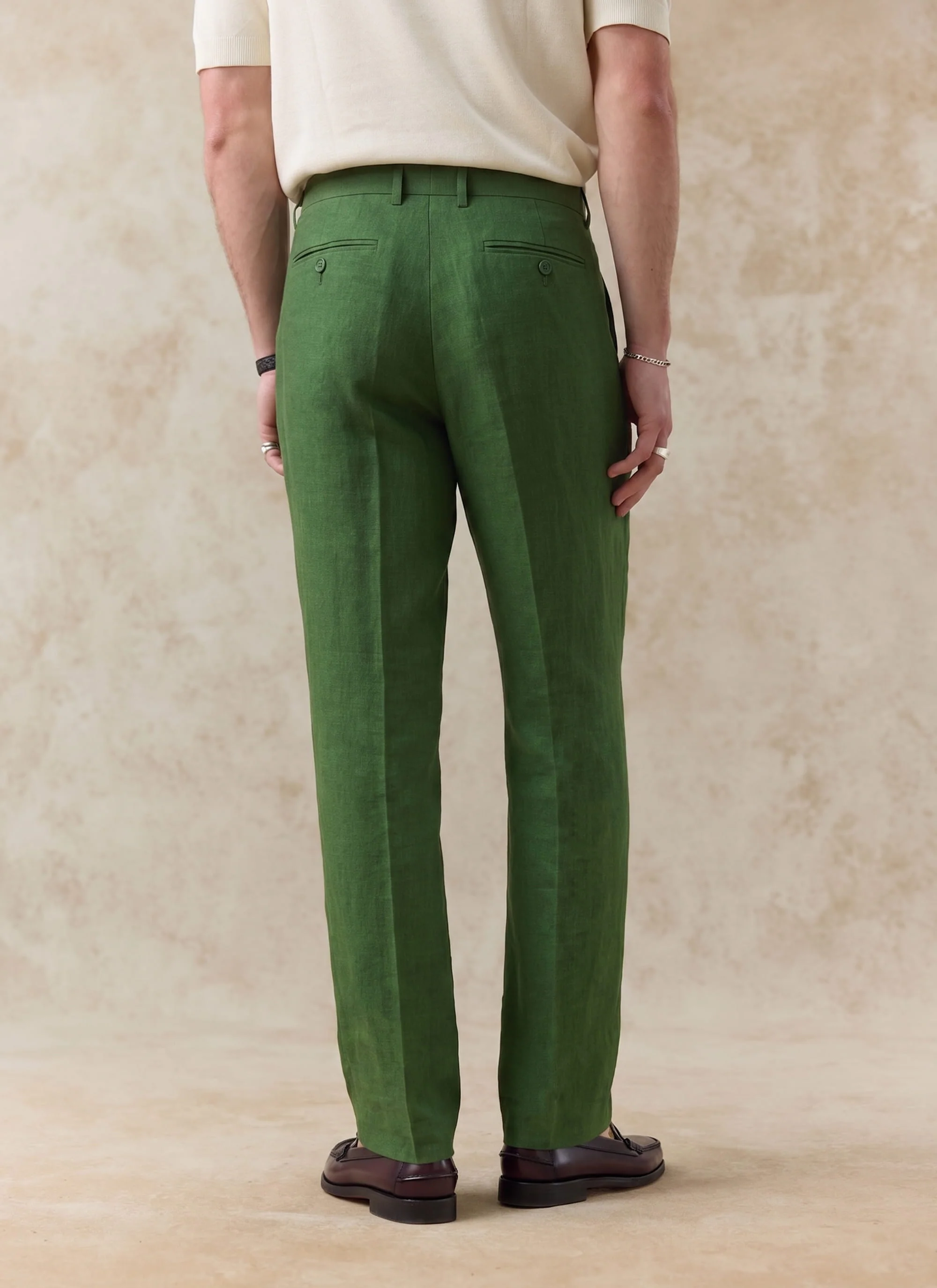 Tailored Linen Trousers | Forest - Image 5