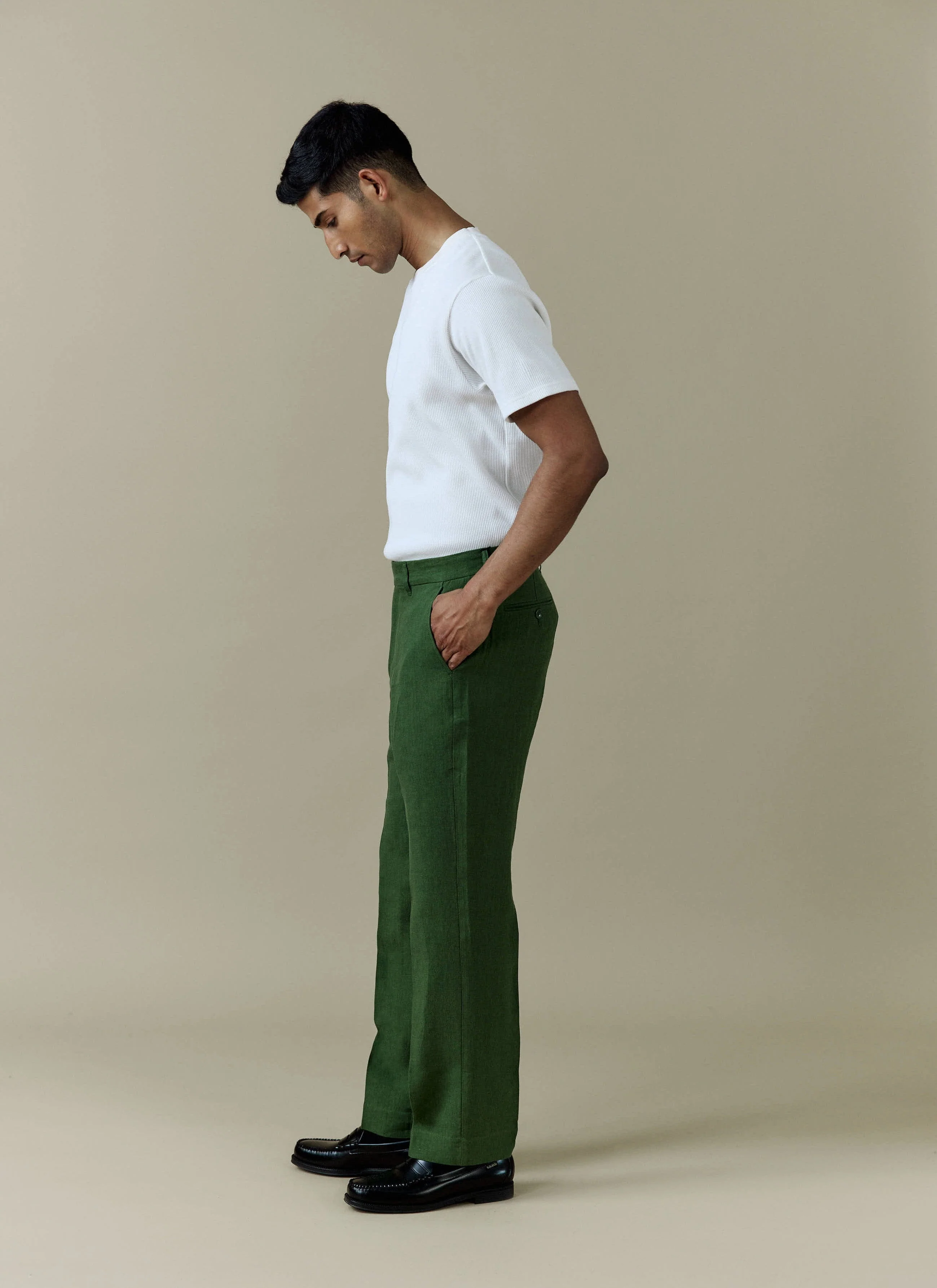 Tailored Linen Trousers | Forest - Image 6