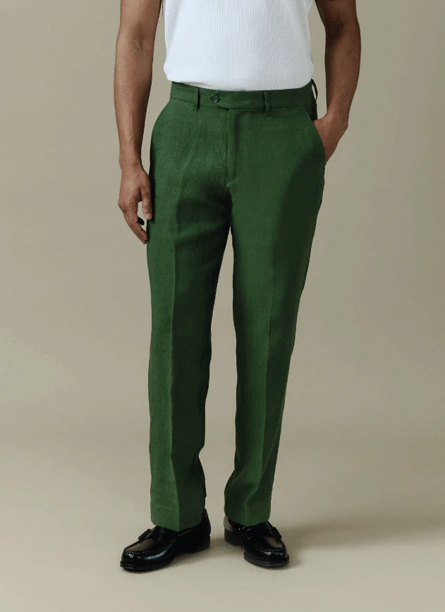 Tailored Linen Trousers | Forest - Image 8