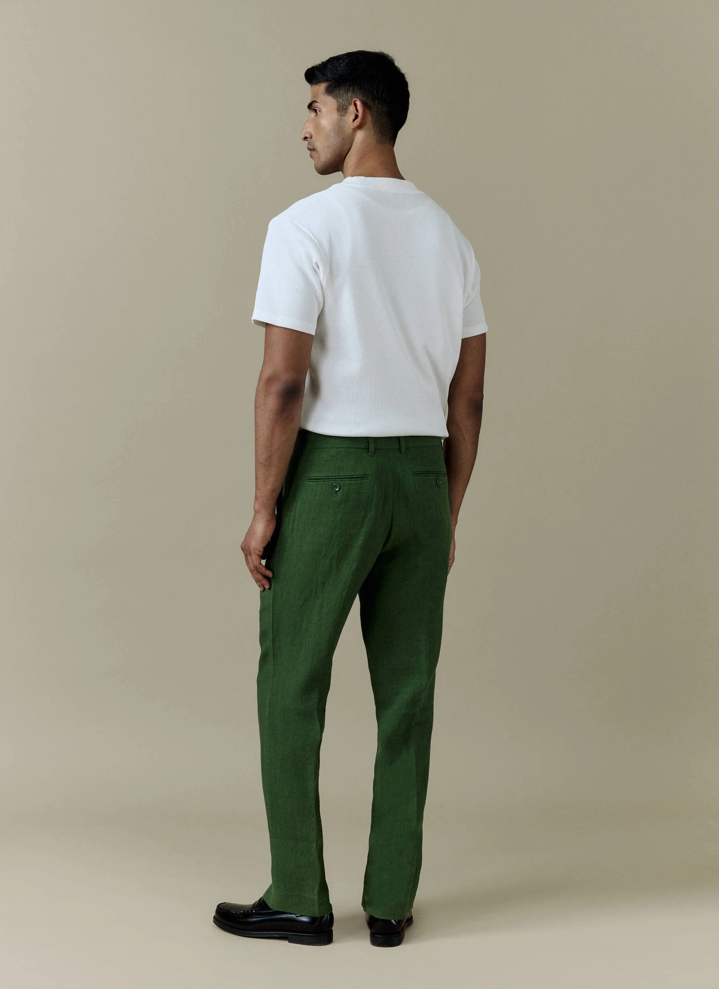 Tailored Linen Trousers | Forest - Image 9