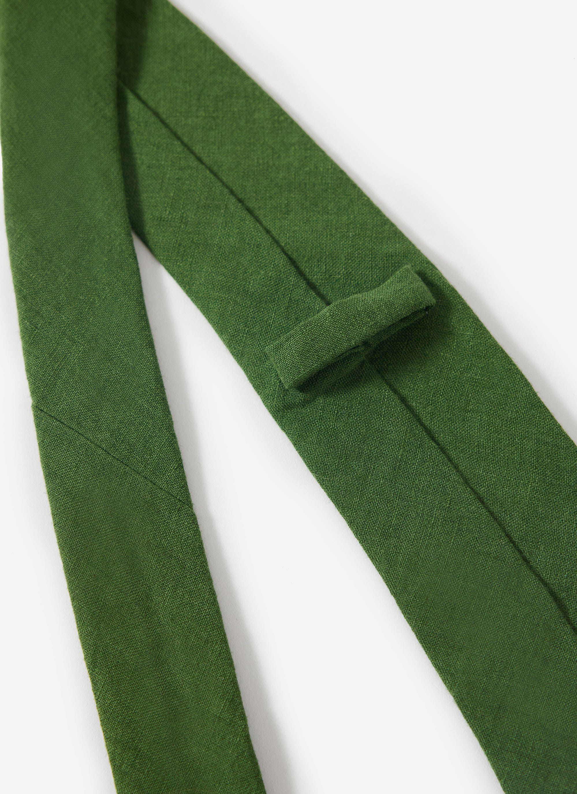 Linen Tie | Forest Green - Image 3
