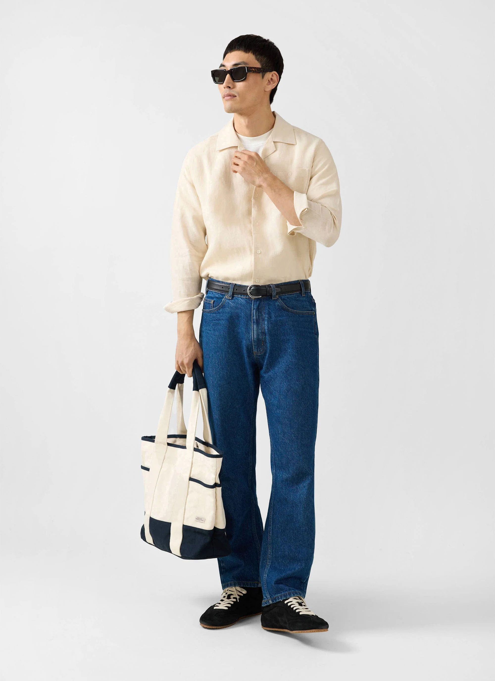 Long Sleeve Cuban Linen Shirt | Cream - Image 5