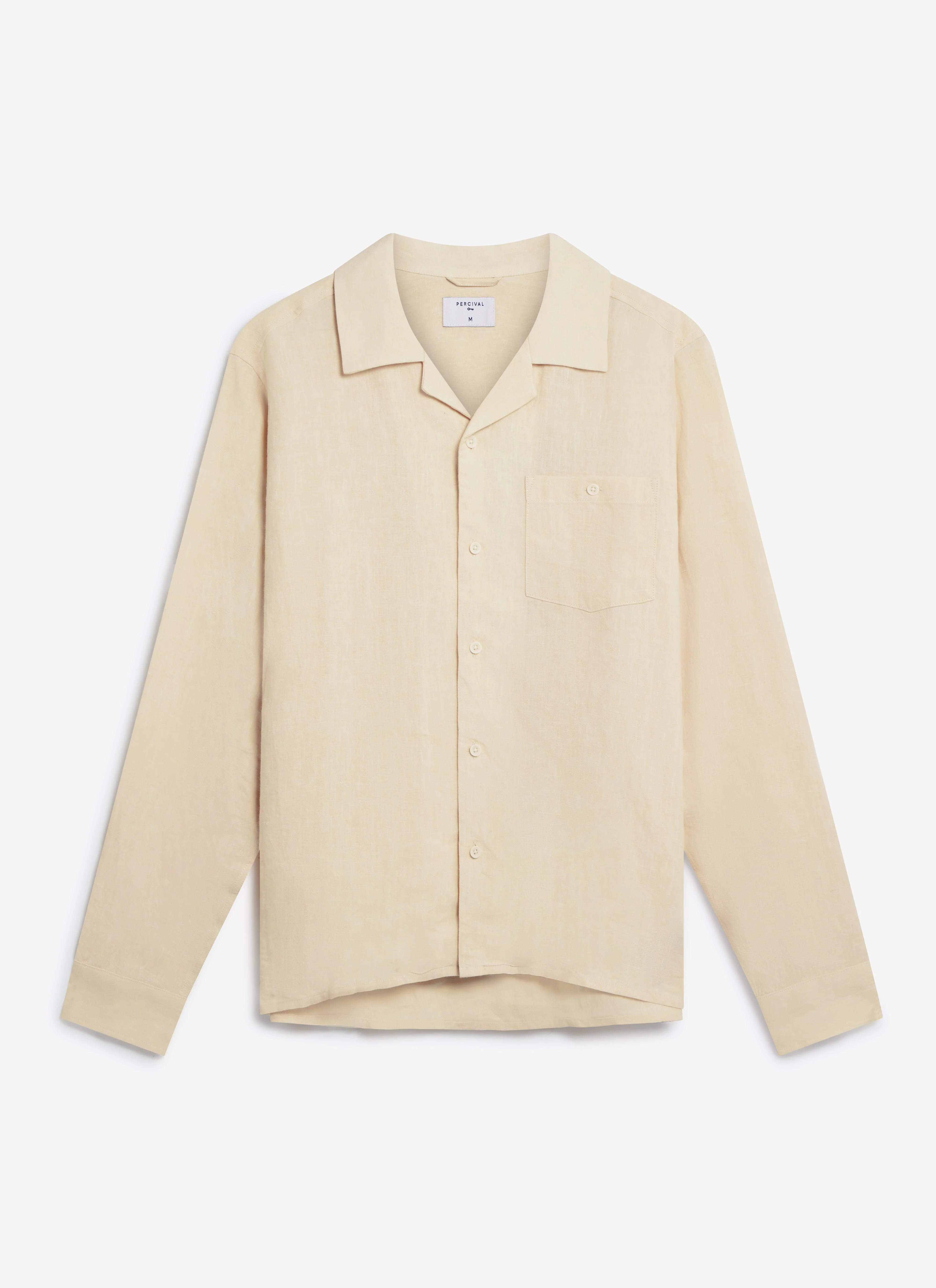 Long Sleeve Cuban Linen Shirt | Cream - Image 8