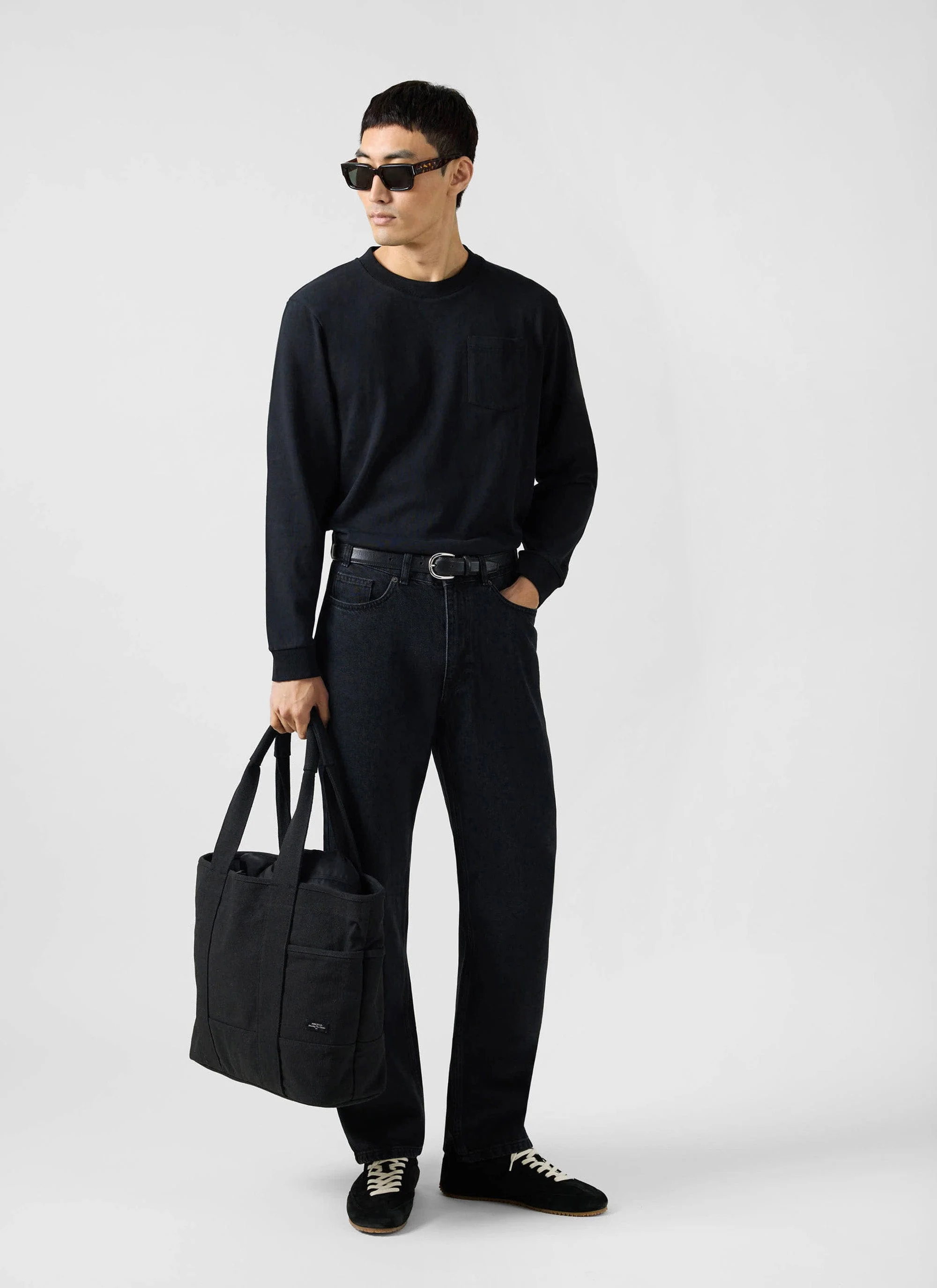 Long Sleeve Pocket T Shirt | Organic Cotton | Black - Image 4