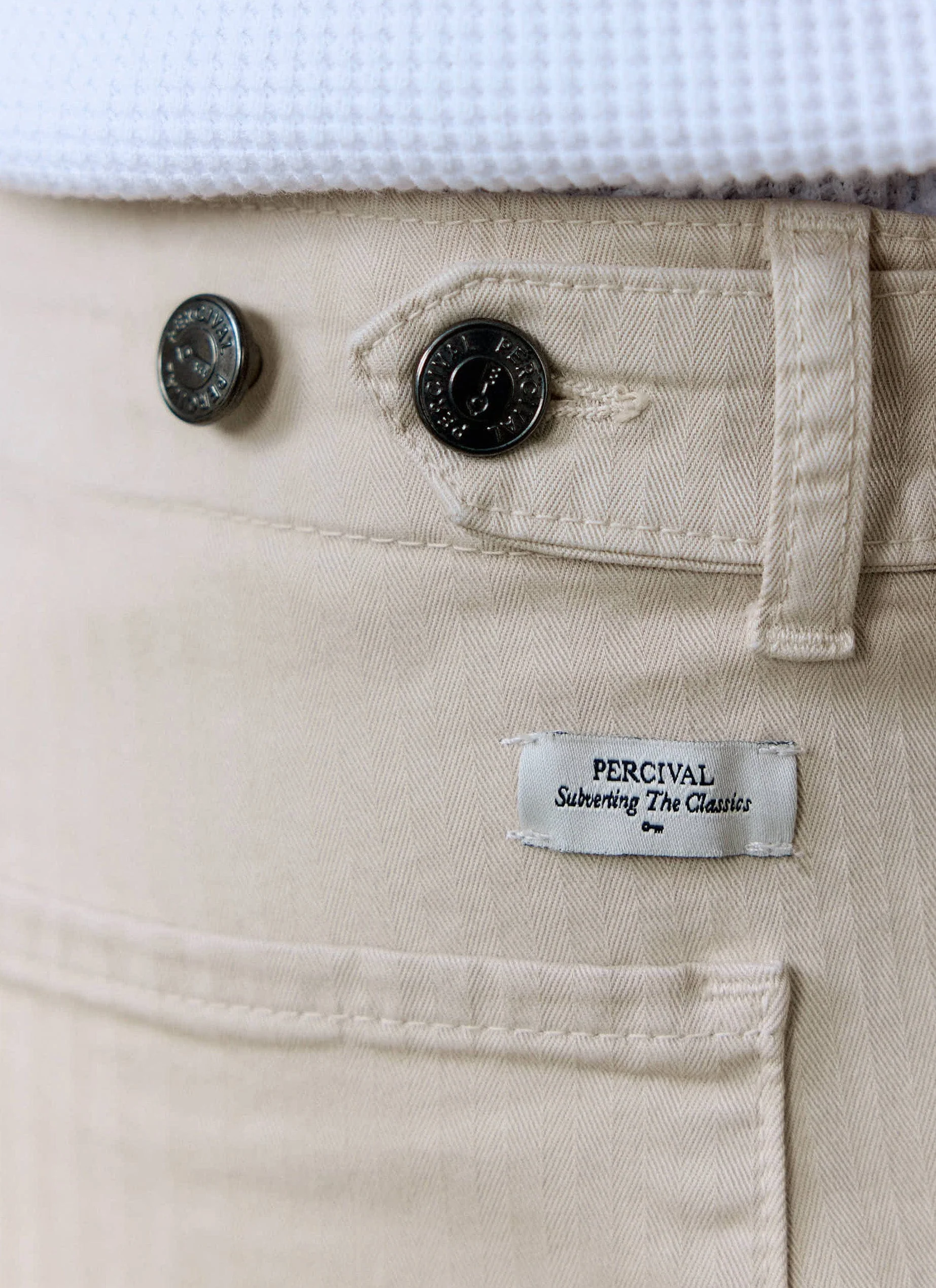 Lungo Herringbone Straight Trousers | Cotton | Cream - Image 3