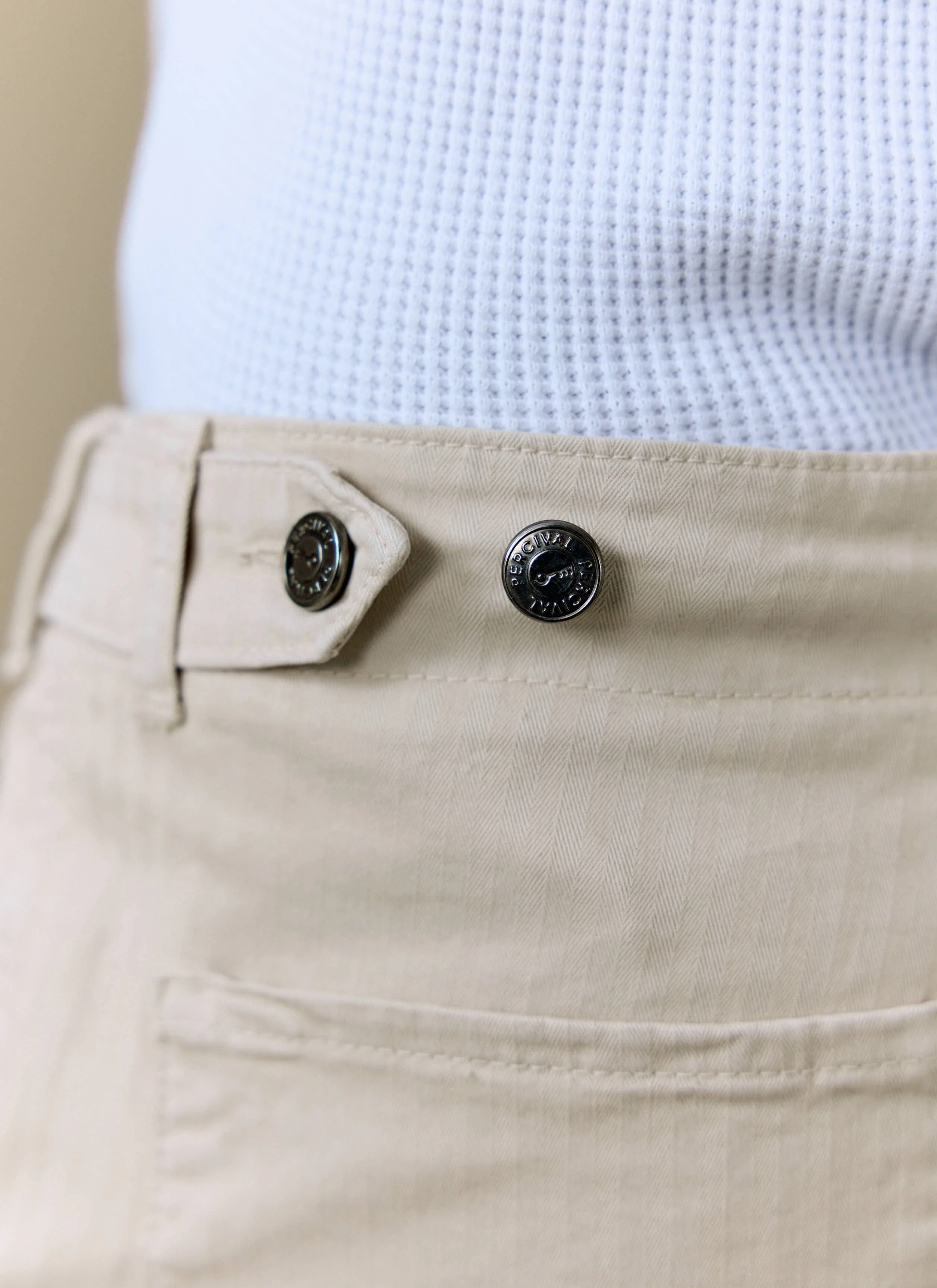 Lungo Herringbone Straight Trousers | Cotton | Cream - Image 5