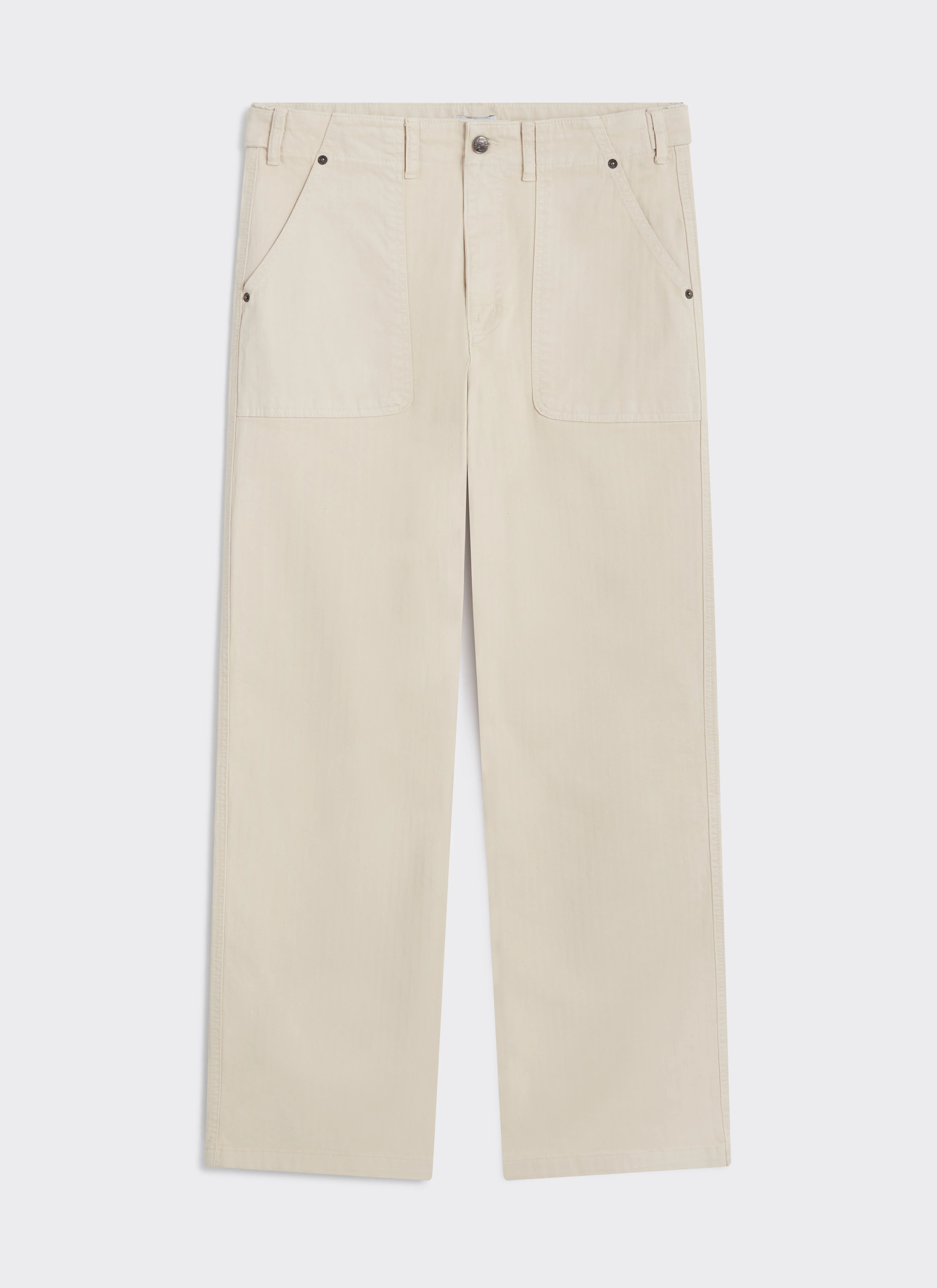 Lungo Herringbone Straight Trousers | Cotton | Cream - Image 6