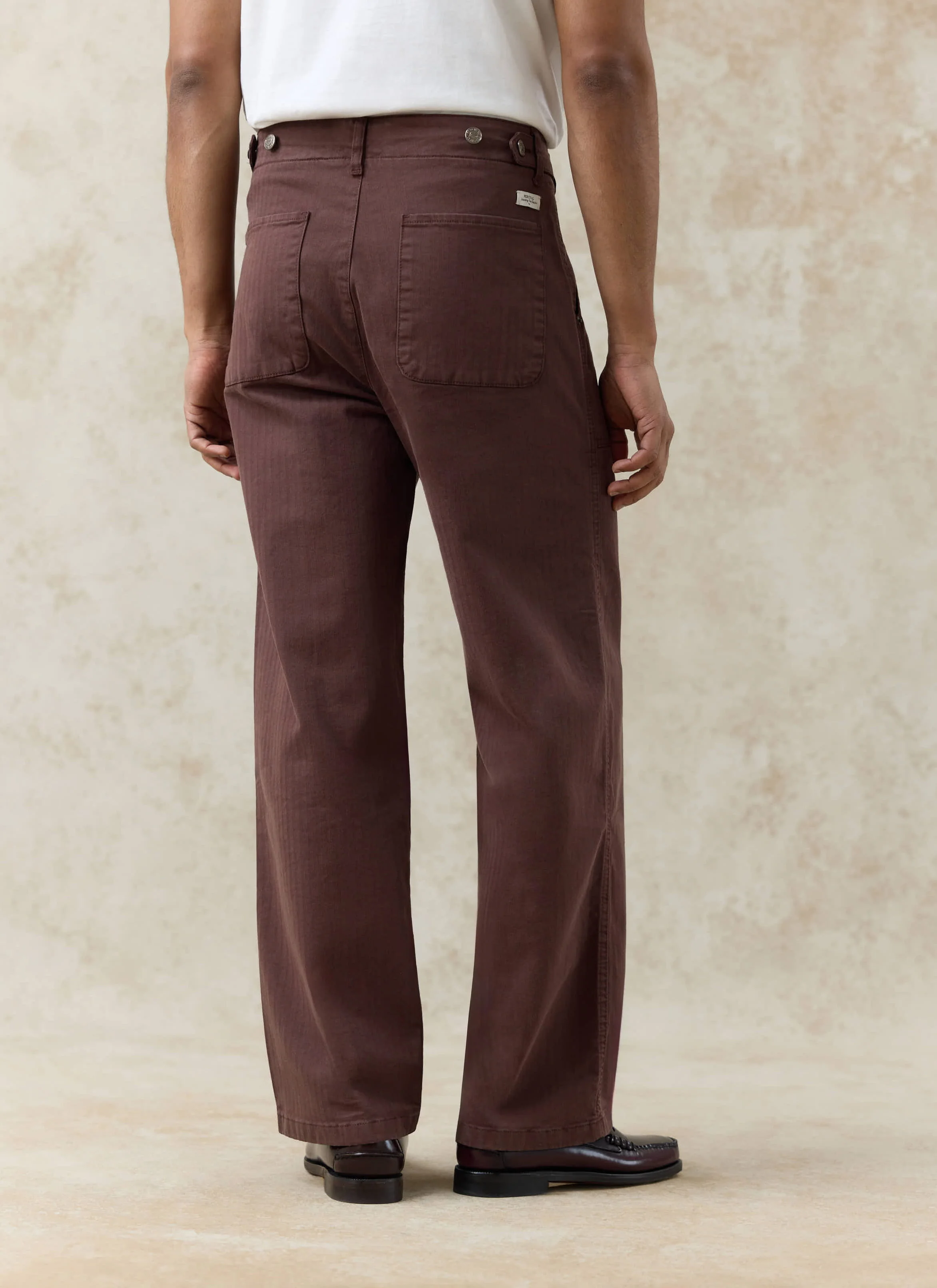 Lungo Herringbone Straight Trousers | Cotton | Espresso - Image 5