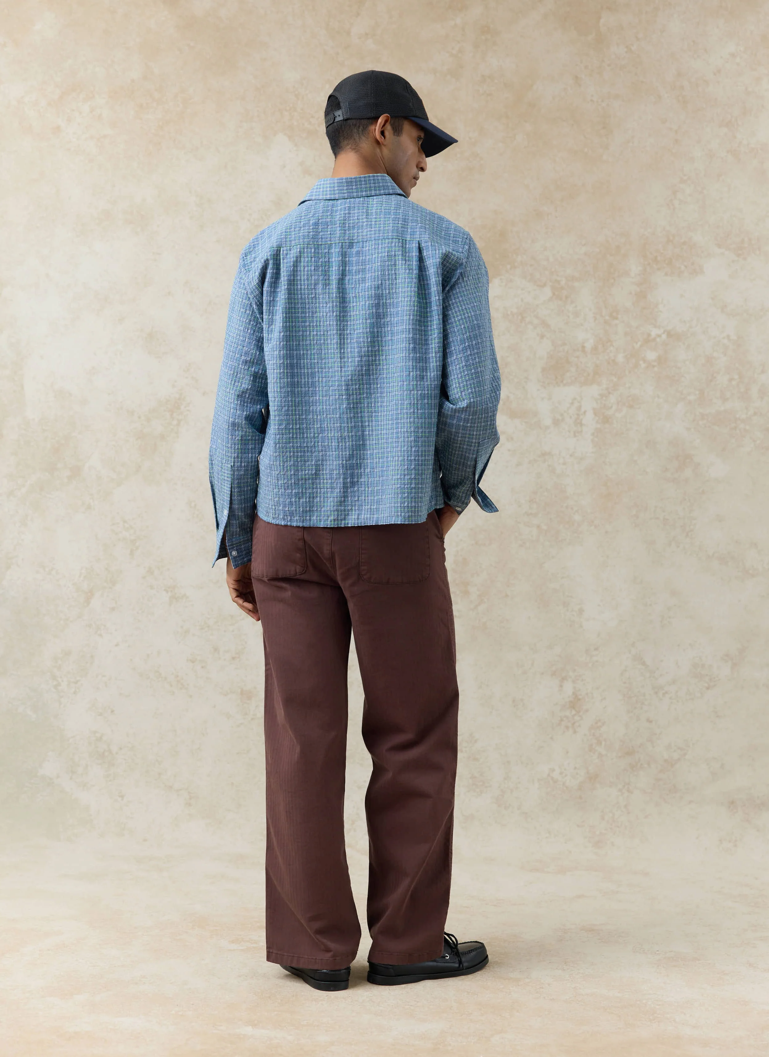 Lungo Herringbone Straight Trousers | Cotton | Espresso - Image 7