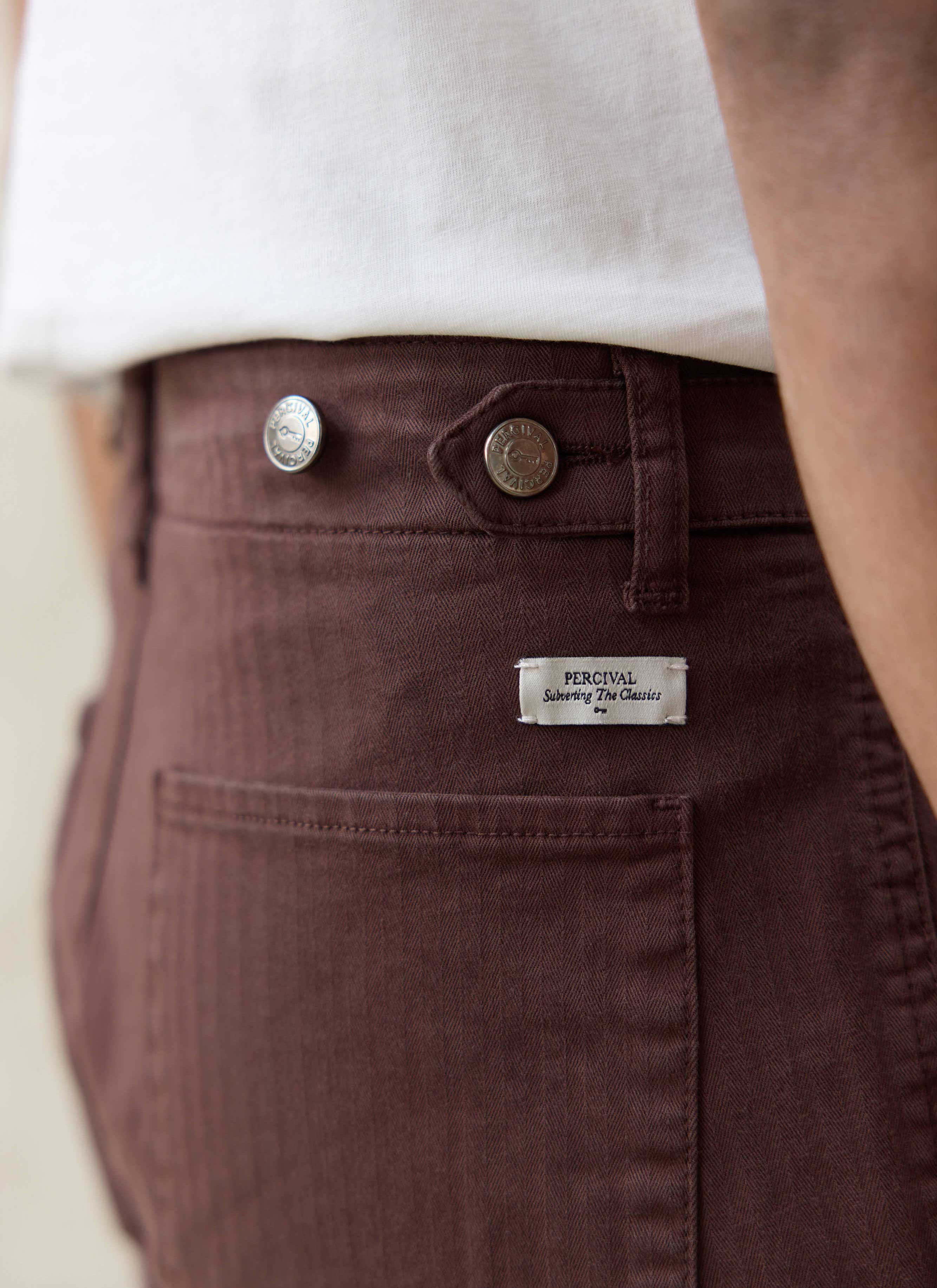Lungo Herringbone Straight Trousers | Cotton | Espresso - Image 8