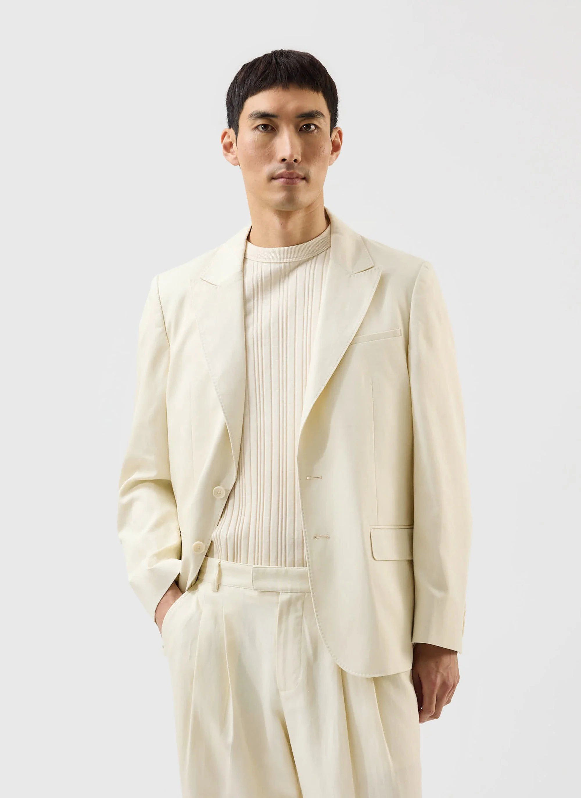 Lyocell Tailored Blazer | Percival x Warren | Cream - Image 3