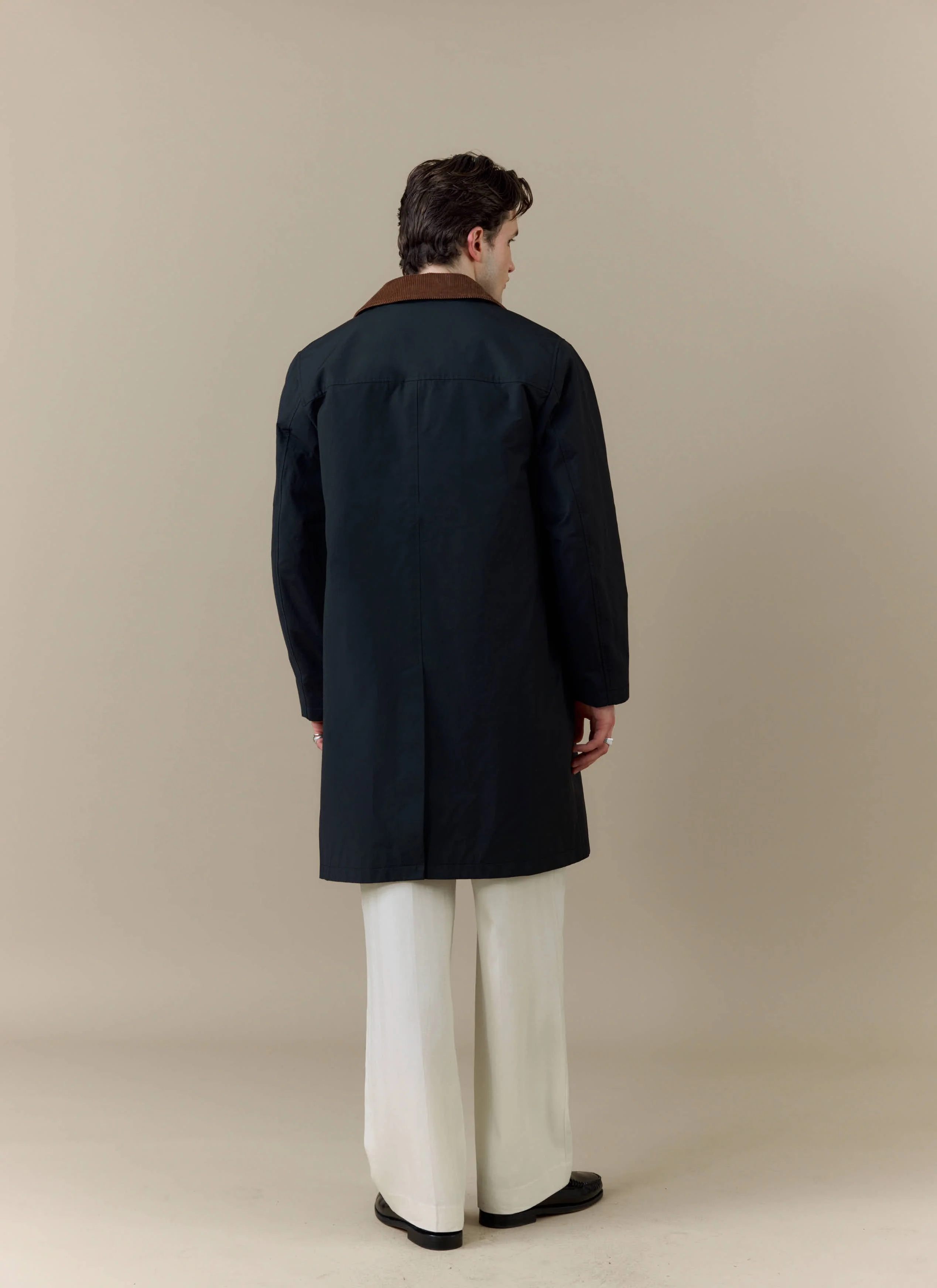 Cord Collar Relaxed Trench Coat | Cotton | Black - Image 7