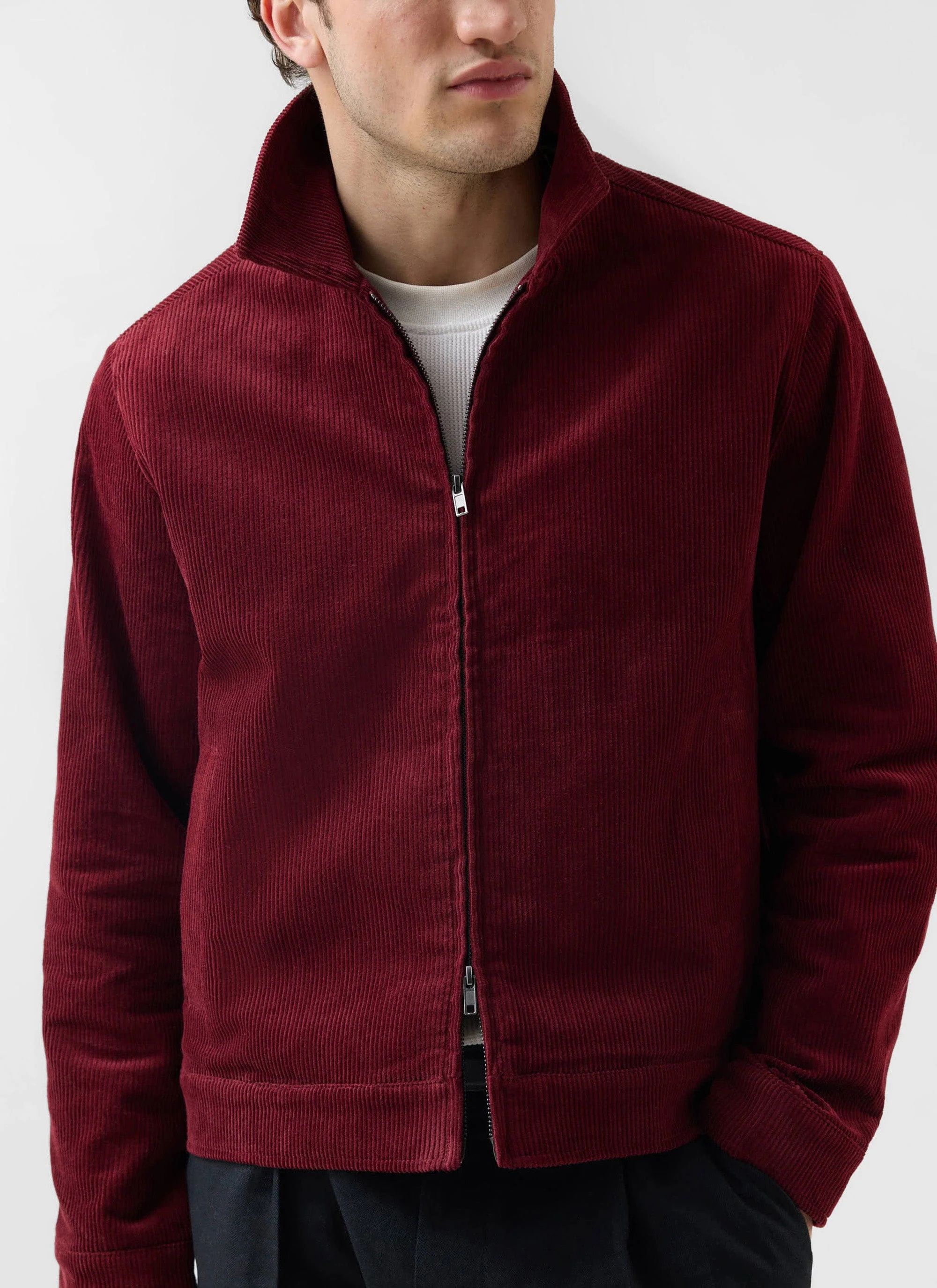 Marcel Cord Jacket | Cotton | Burgundy - Image 3