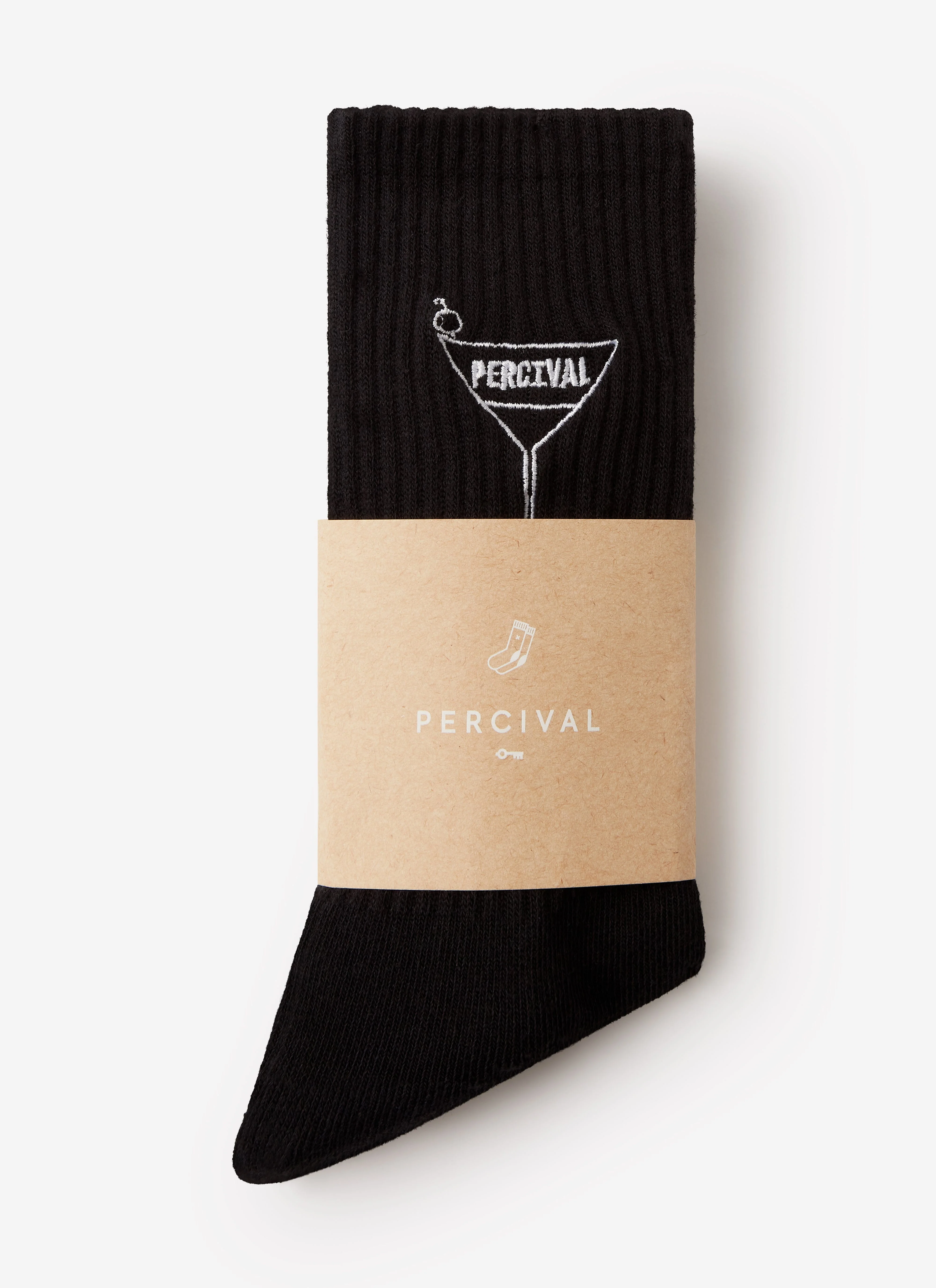 Martini Embroidered Socks | Black