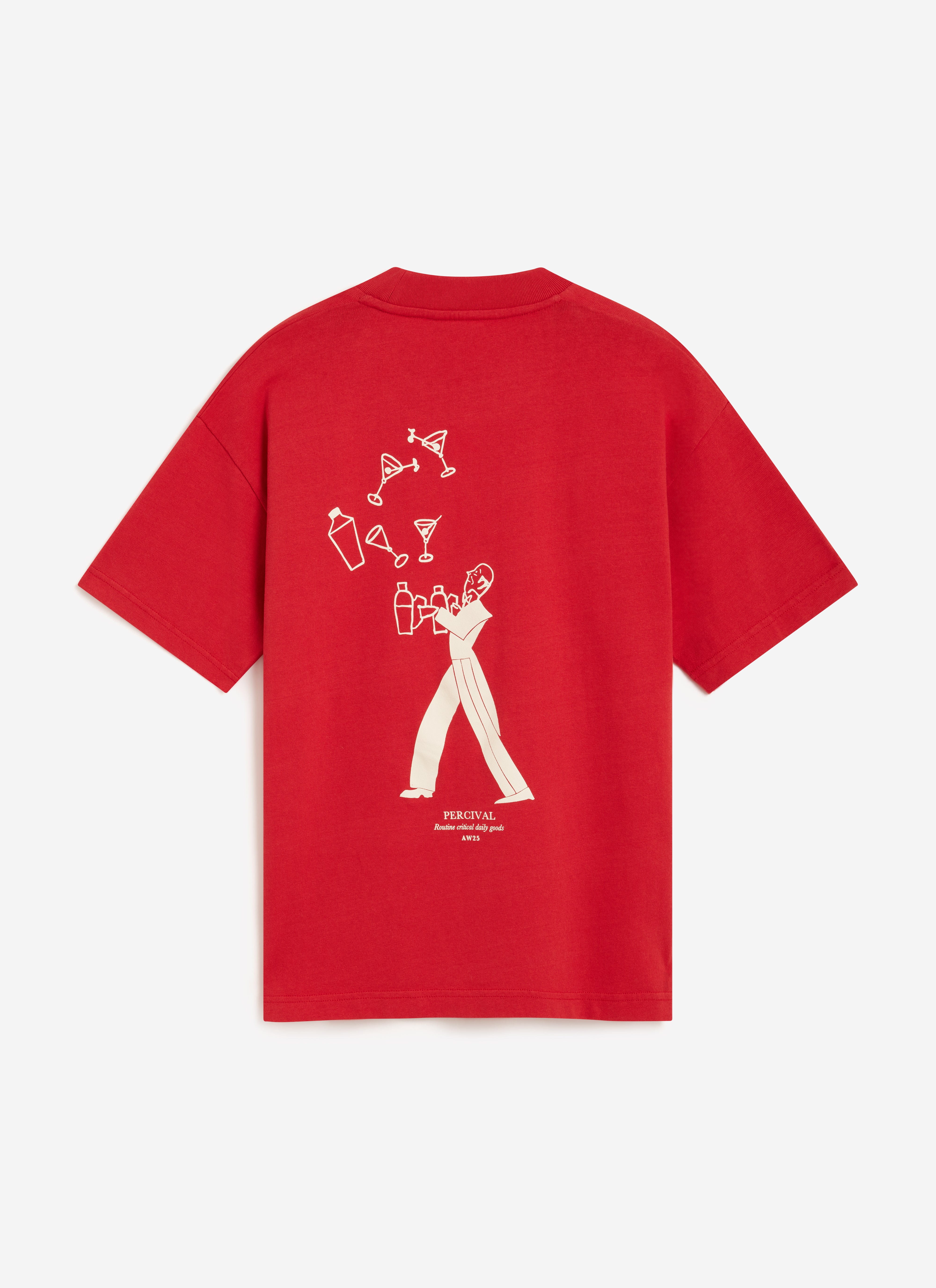 Martini Oversized T Shirt | Embroidered Organic Cotton | Red
