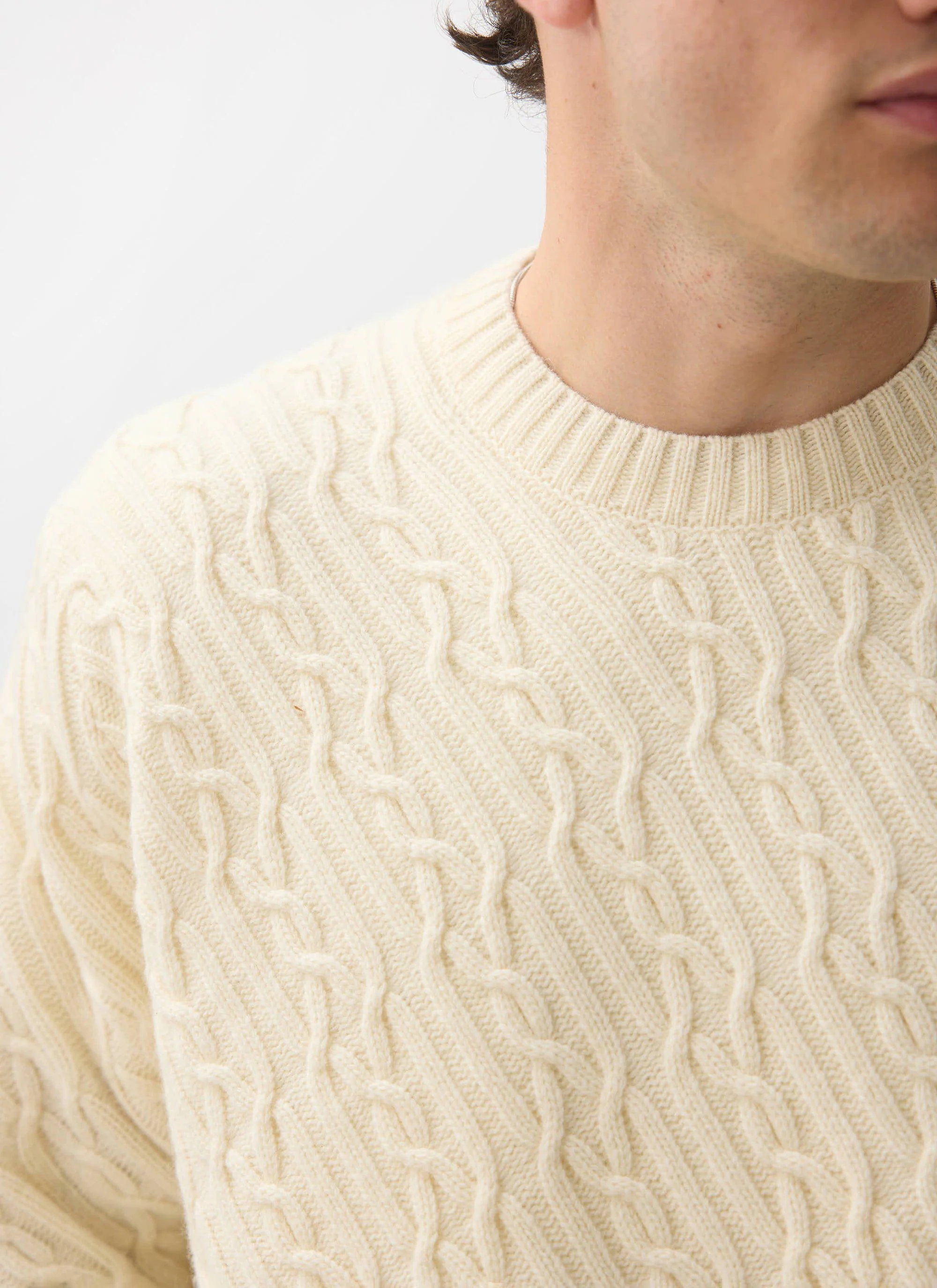 Melville Cable Knit Jumper | Wool | Cream - Image 4