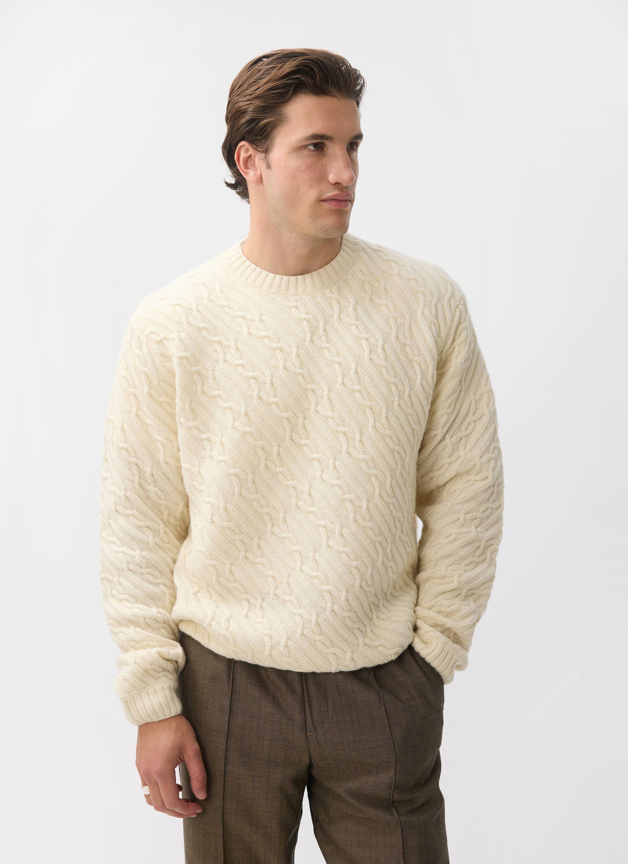 Melville Cable Knit Jumper | Wool | Cream - Image 5