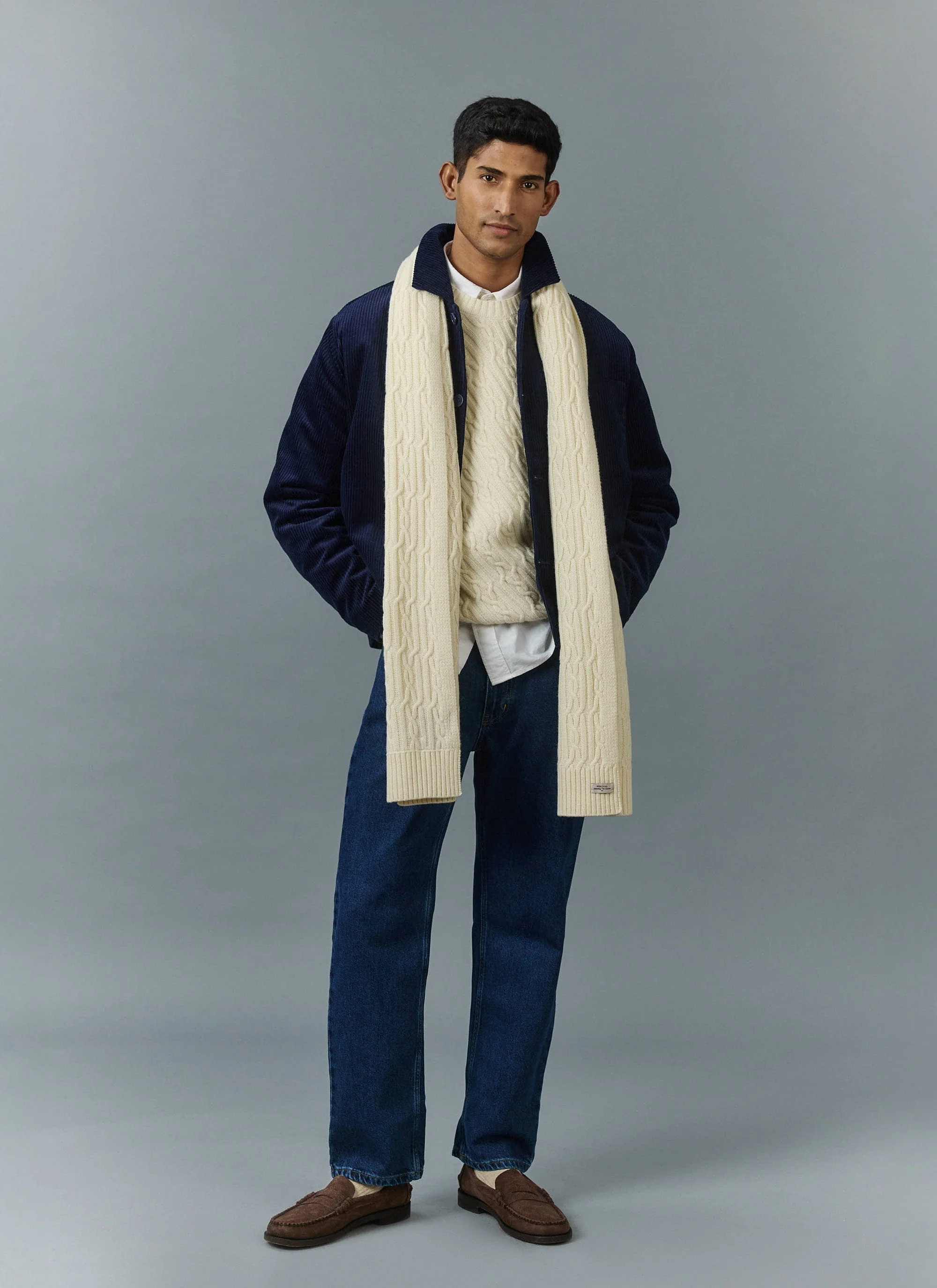 Melville Cable Knited Scarf | Wool | Cream