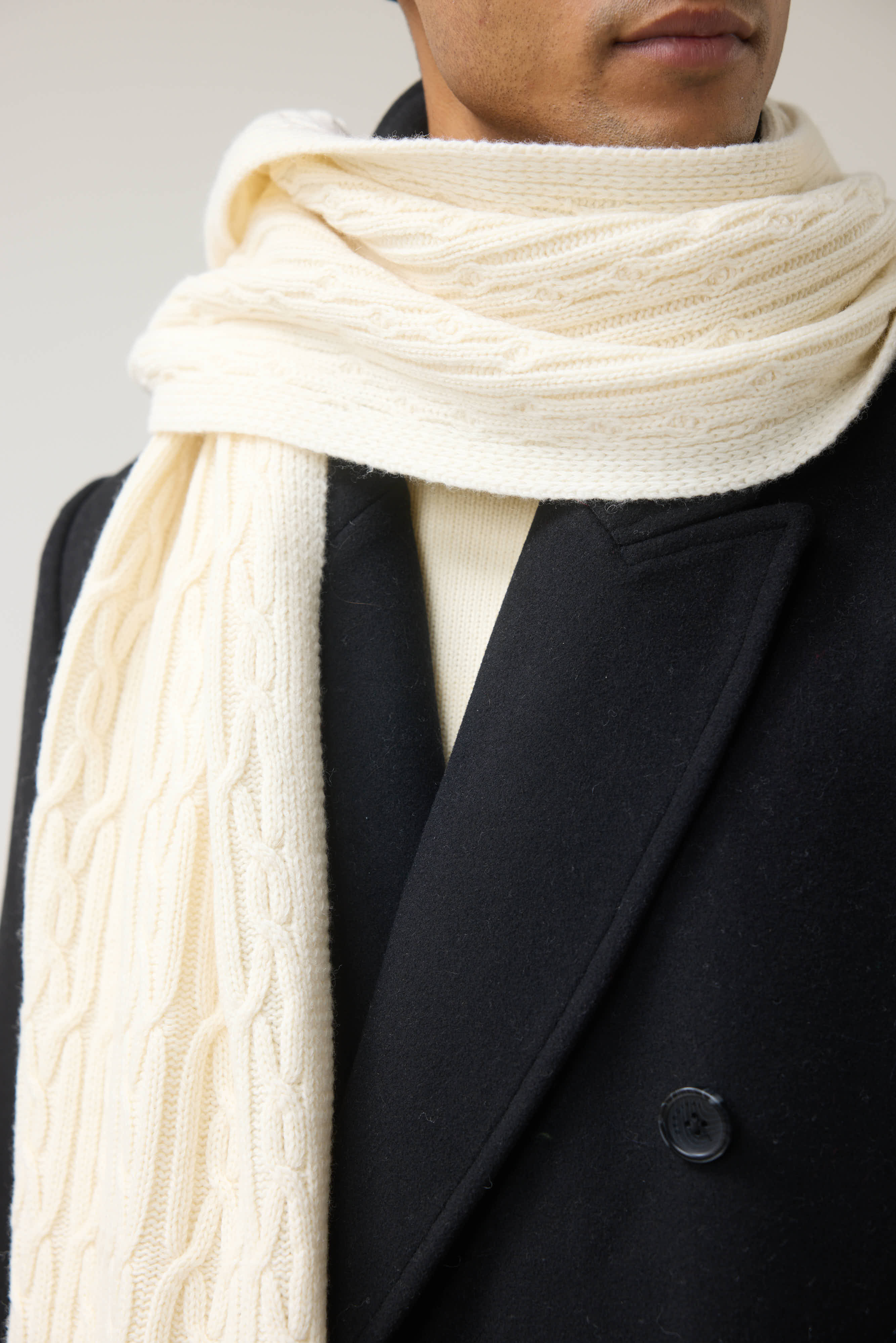 Melville Cable Knited Scarf | Wool | Cream - Image 2