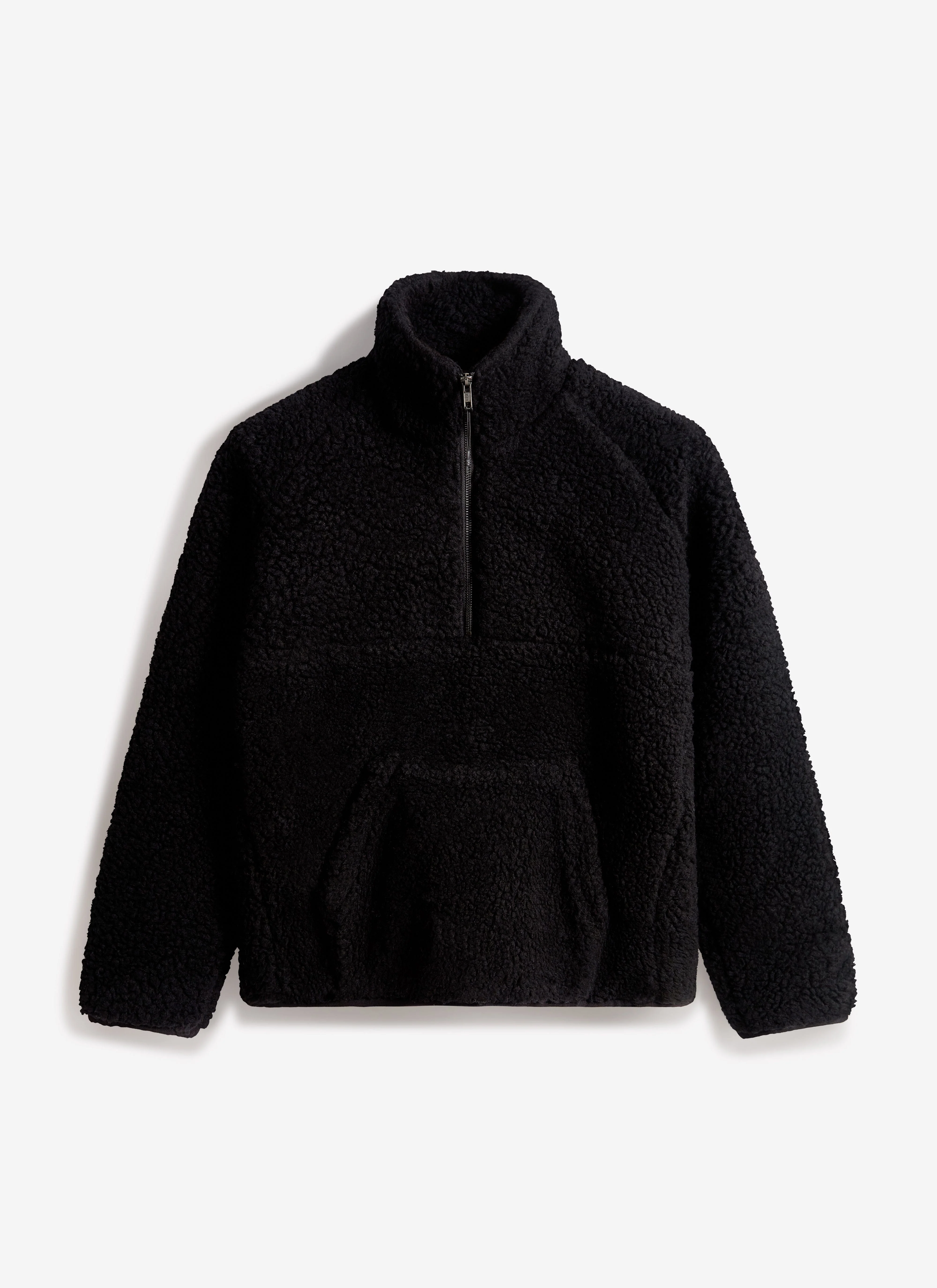 Men's Quarter Zip Wool Fleece Pullover | Black - Image 8
