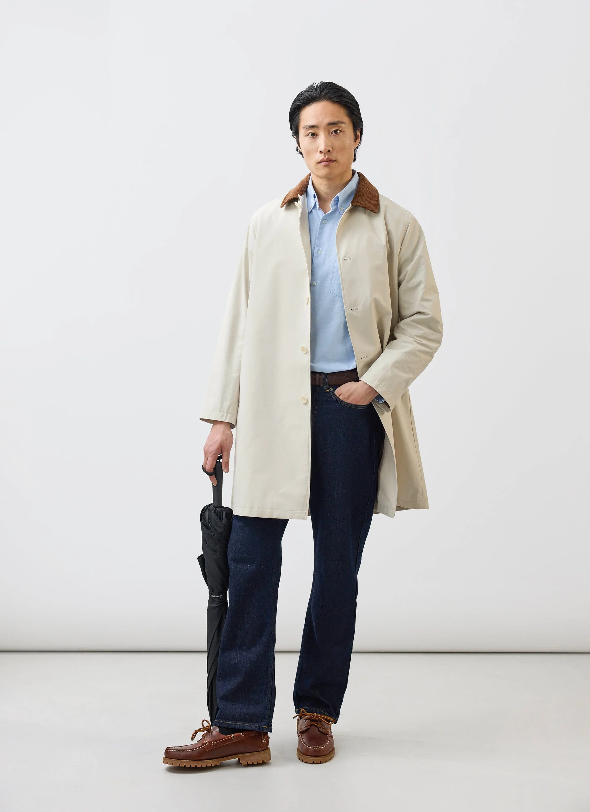 Cord Collar Relaxed Trench Coat | Cotton | Stone - Image 4