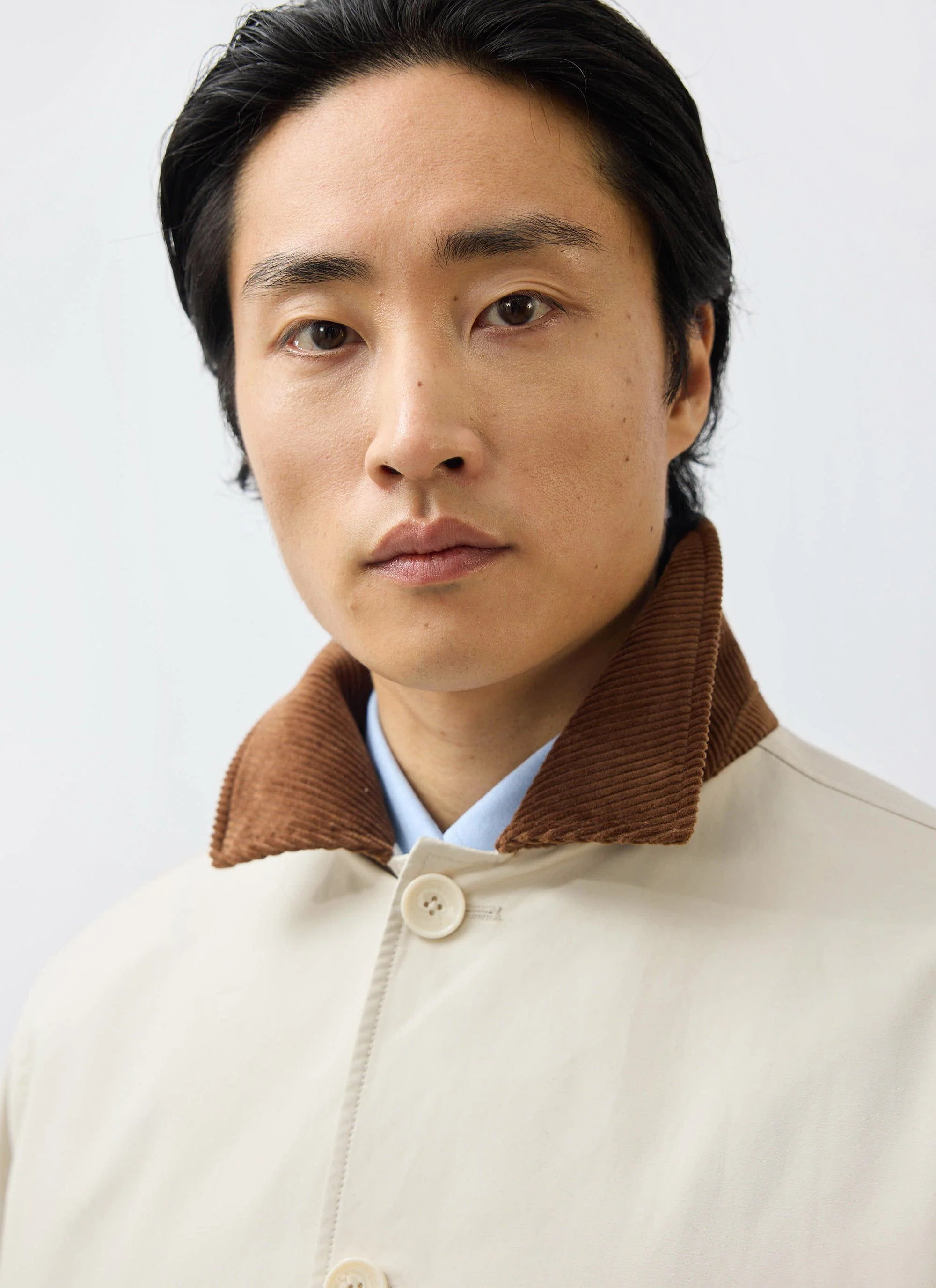 Cord Collar Relaxed Trench Coat | Cotton | Stone - Image 5