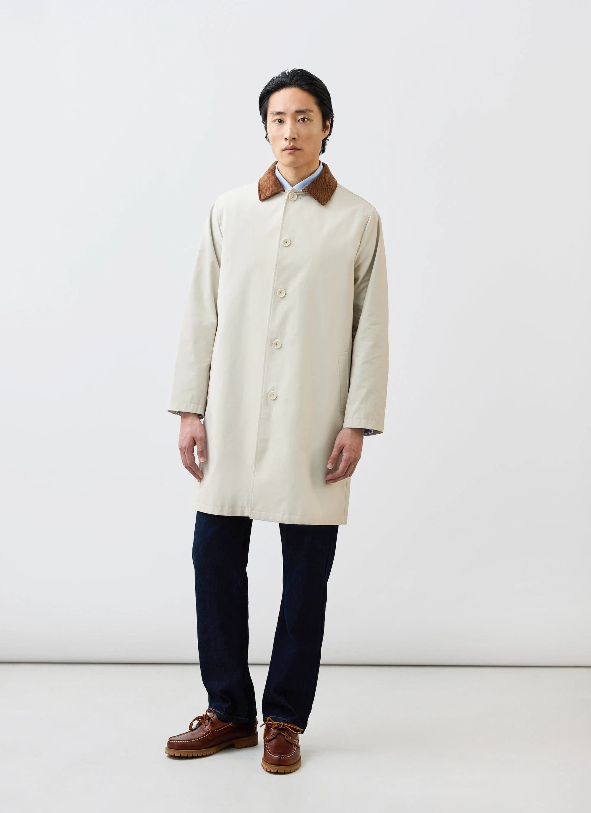 Cord Collar Relaxed Trench Coat | Cotton | Stone - Image 6