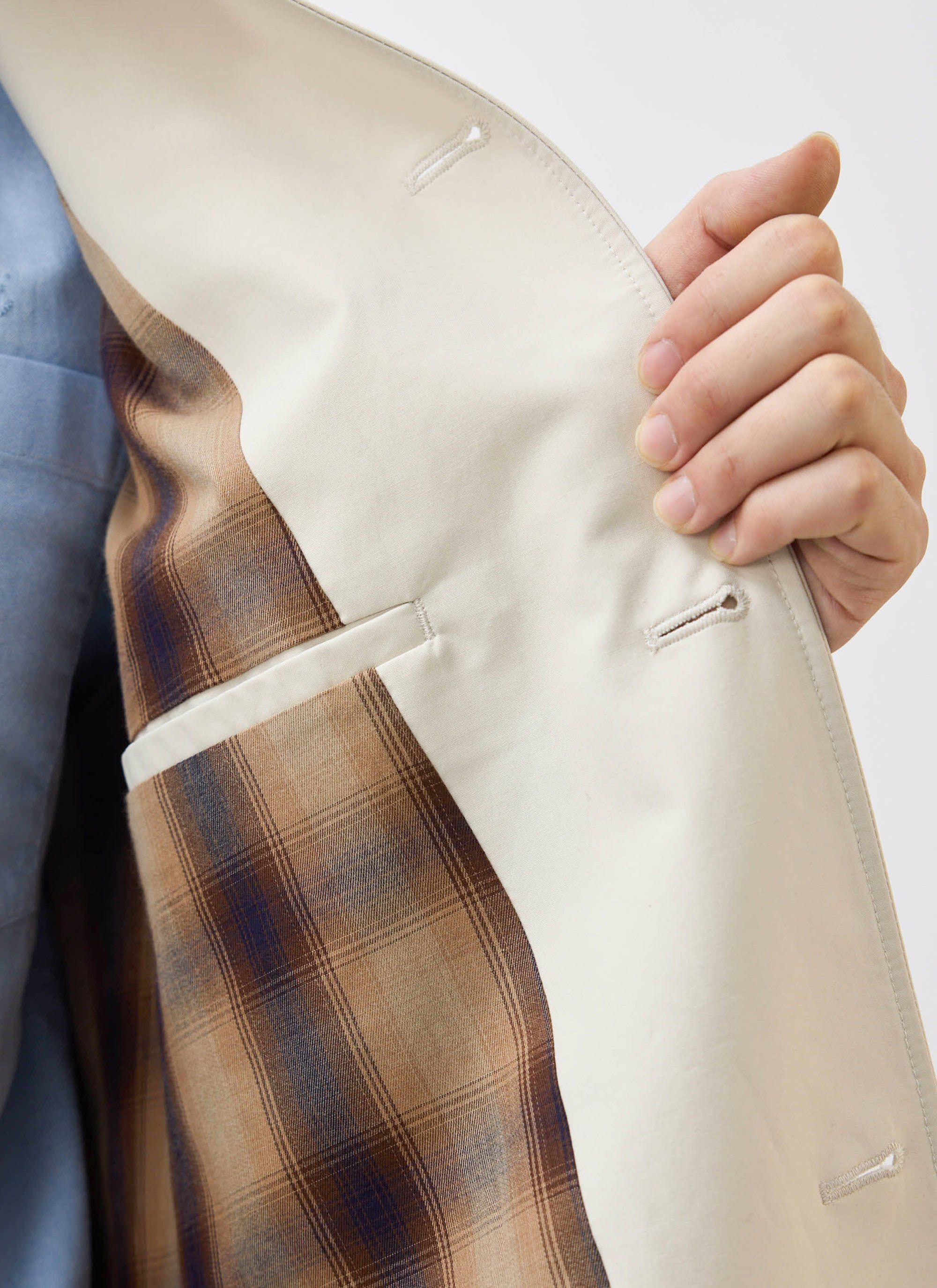 Cord Collar Relaxed Trench Coat | Cotton | Stone - Image 7