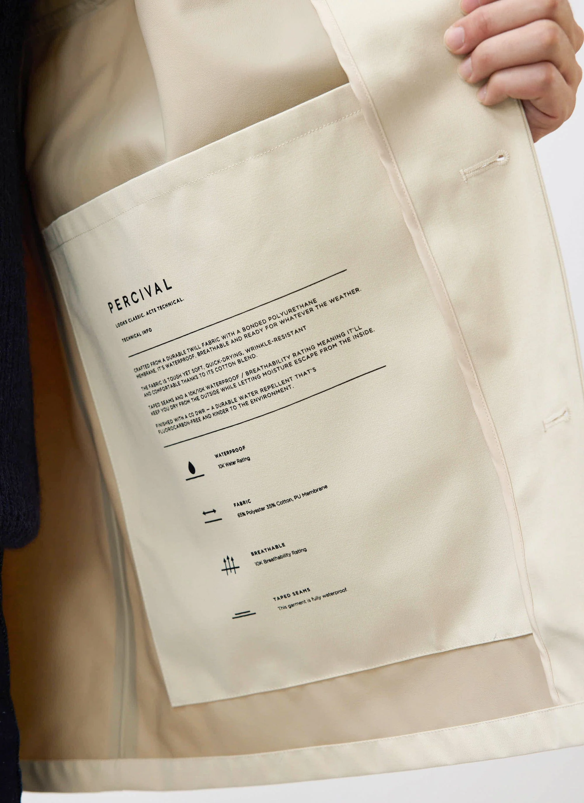 Sherlock Short Trench Coat | Waterproof | Stone with Cinnamon - Image 7