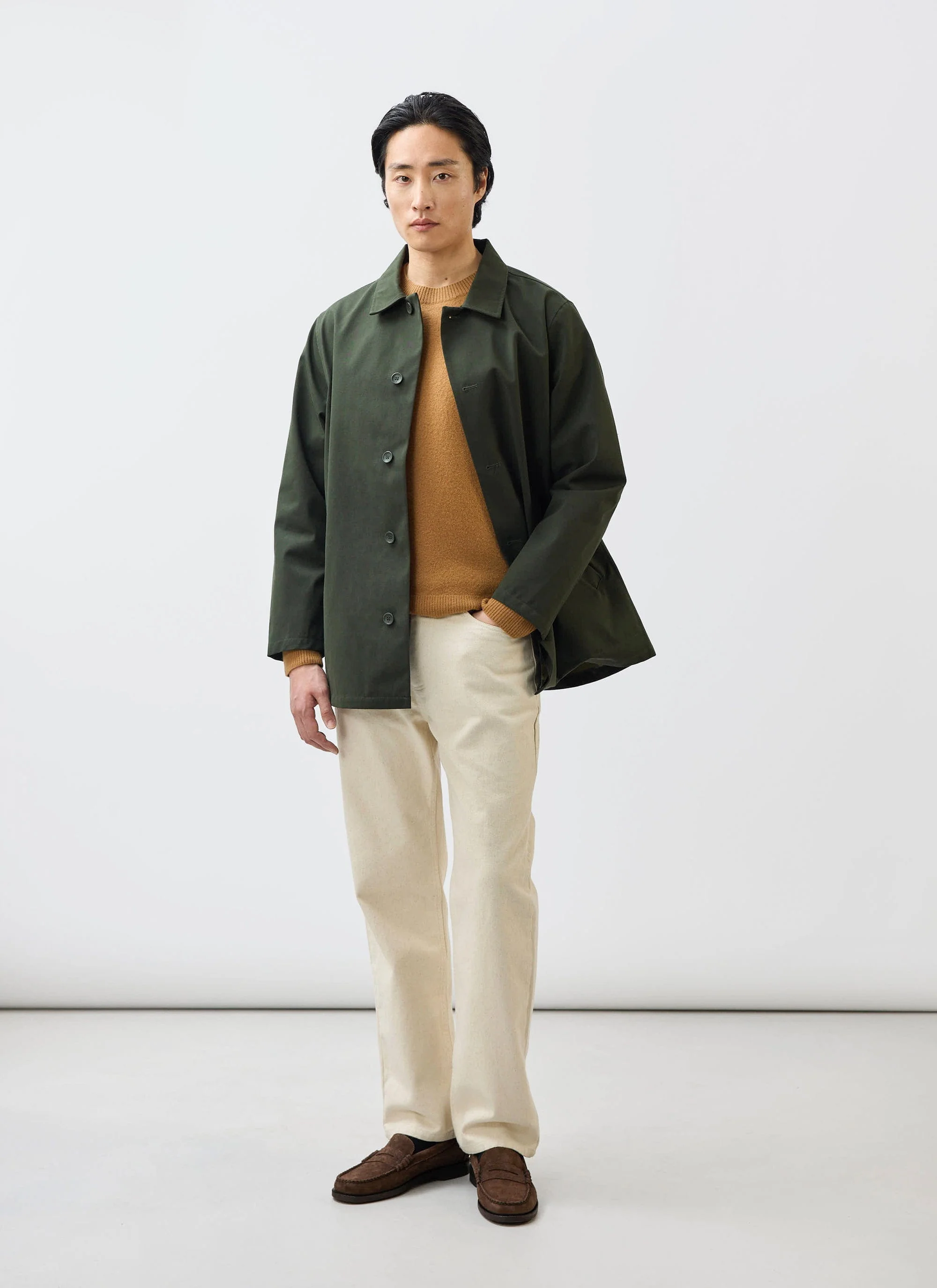 Sherlock Short Trench Coat | Waterproof | Forest with Check - Image 3