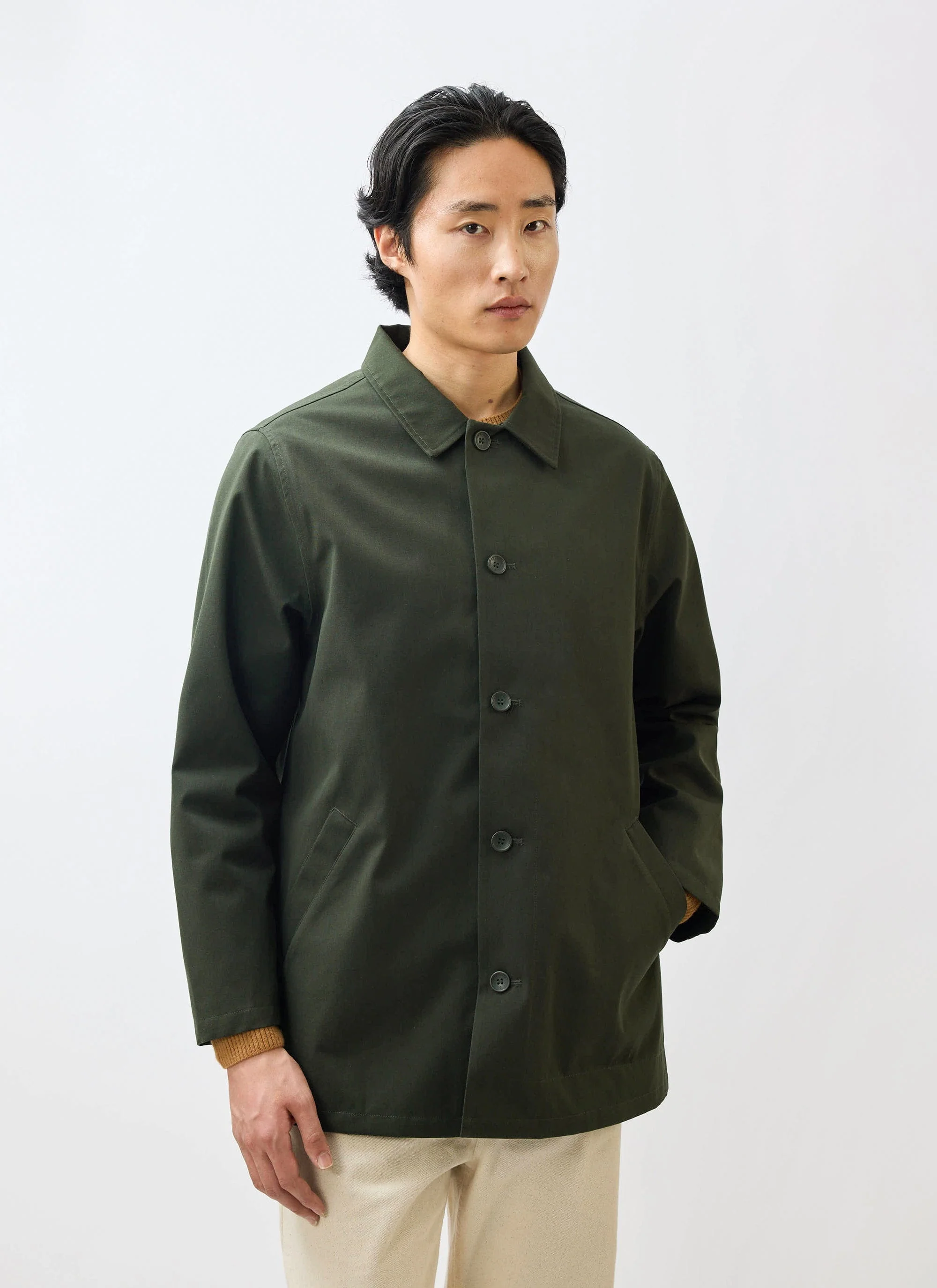 Sherlock Short Trench Coat | Waterproof | Forest with Check - Image 5