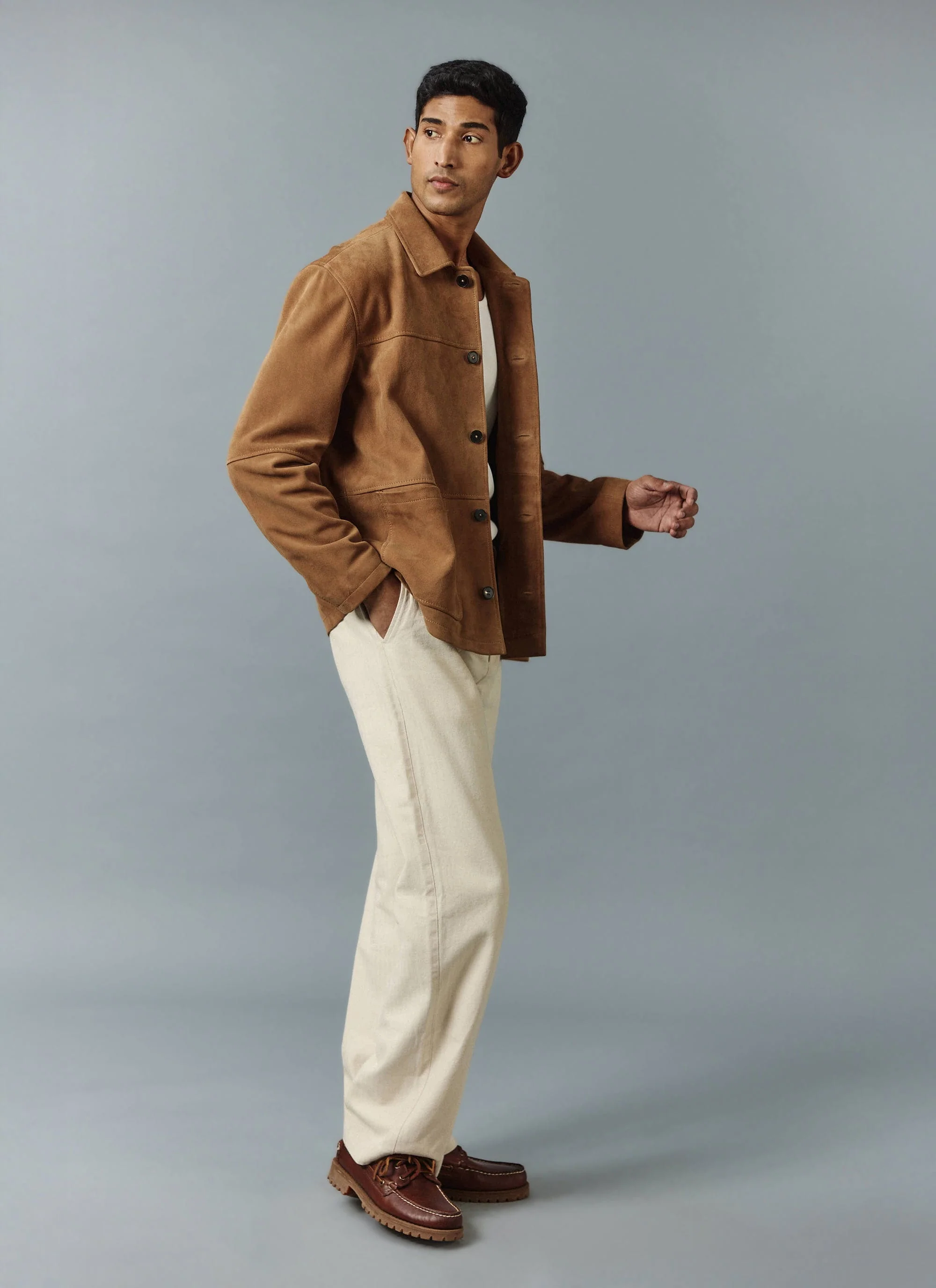 Afterward Suede Chore Jacket | Tan - Image 4