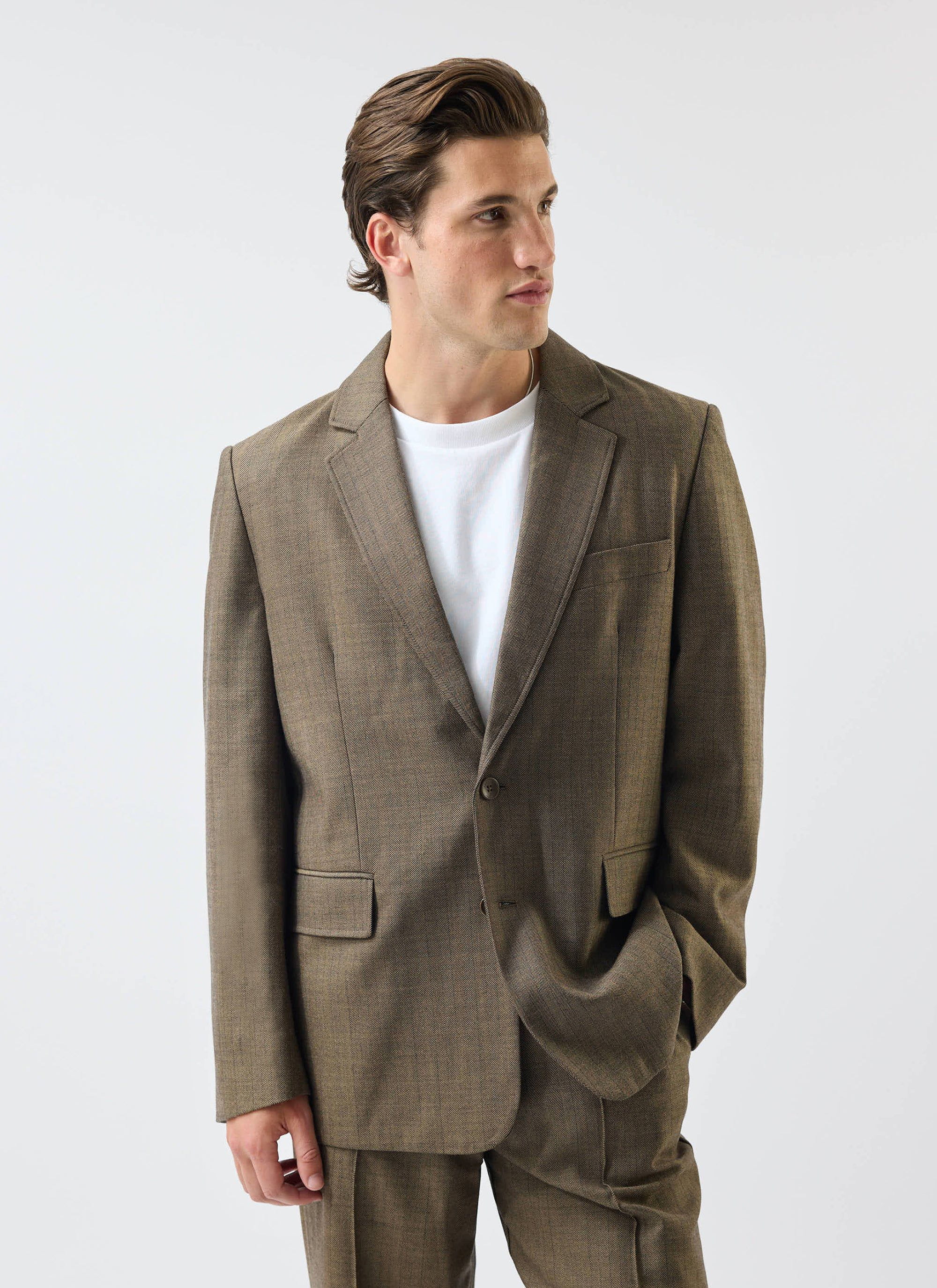 Grounds Tailored Blazer | Herringbone Wool | Oak - Image 5