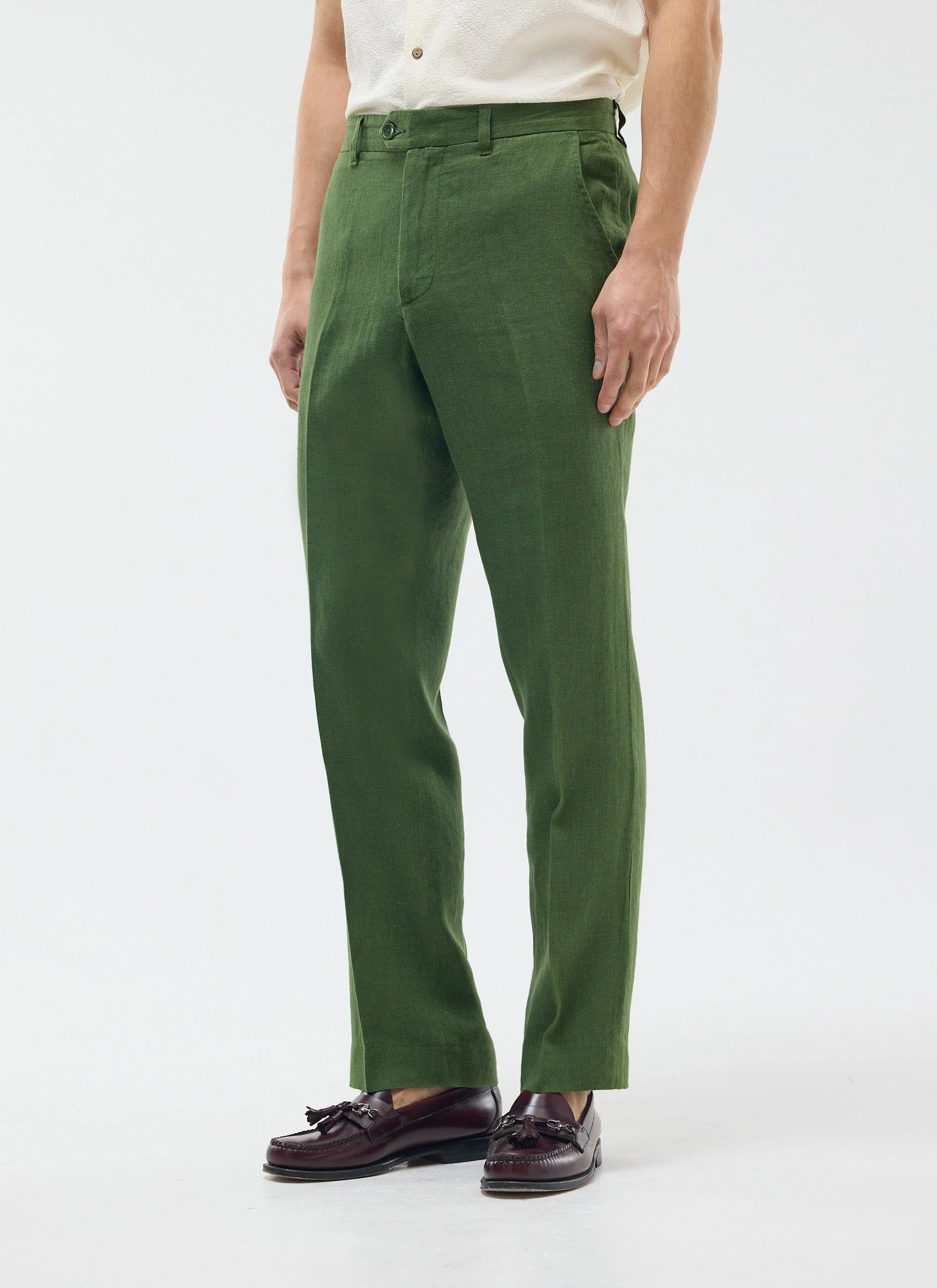 Tailored Two Piece Suit | Linen | Forest Green - Image 3